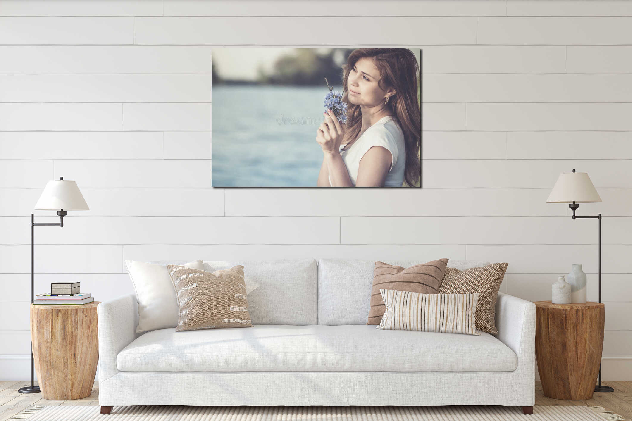 Canvas hanging interior mockup