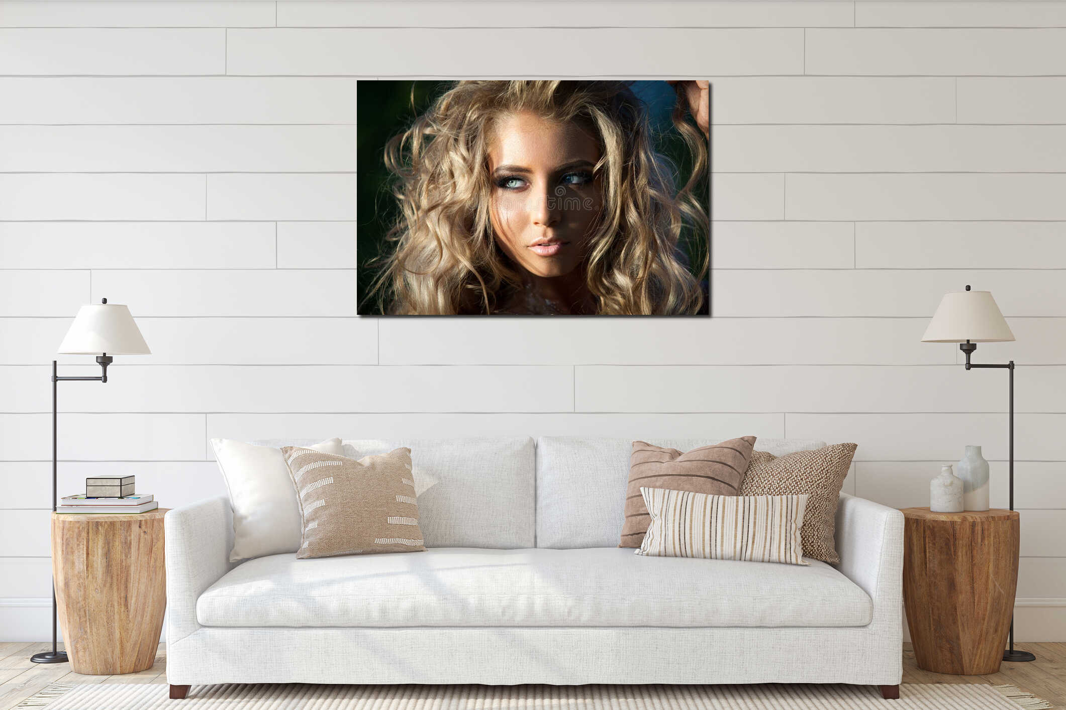 Canvas hanging interior mockup