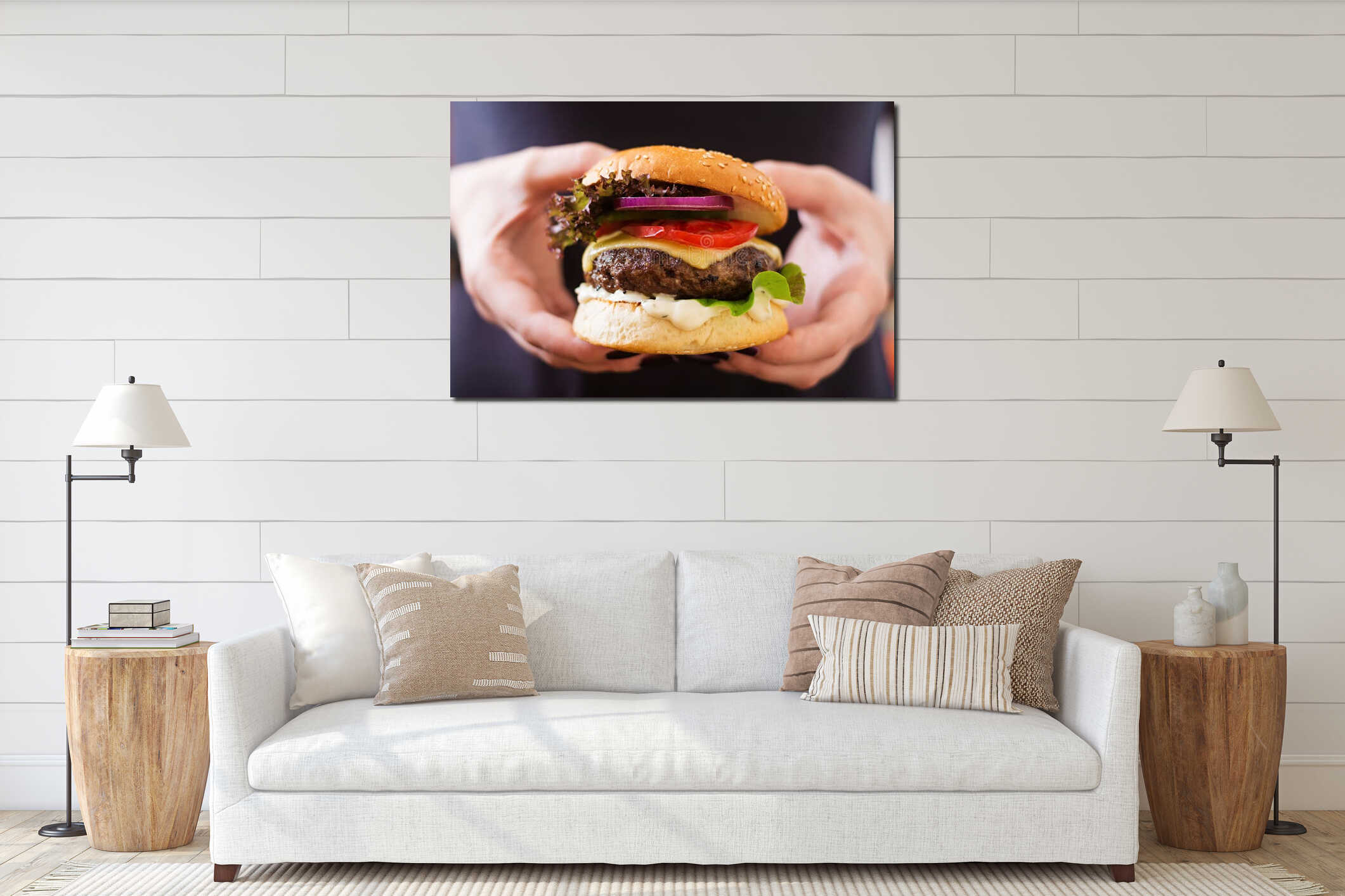 Canvas hanging interior mockup