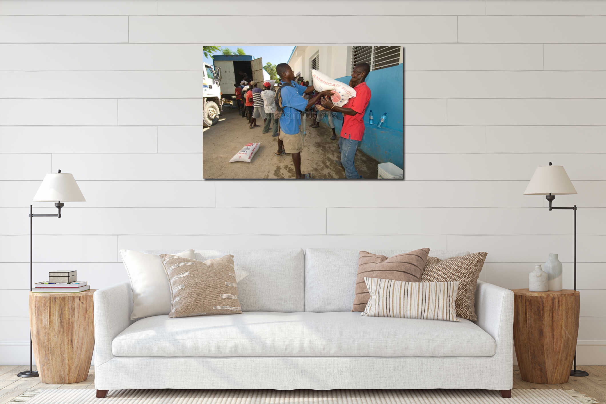 Canvas hanging interior mockup