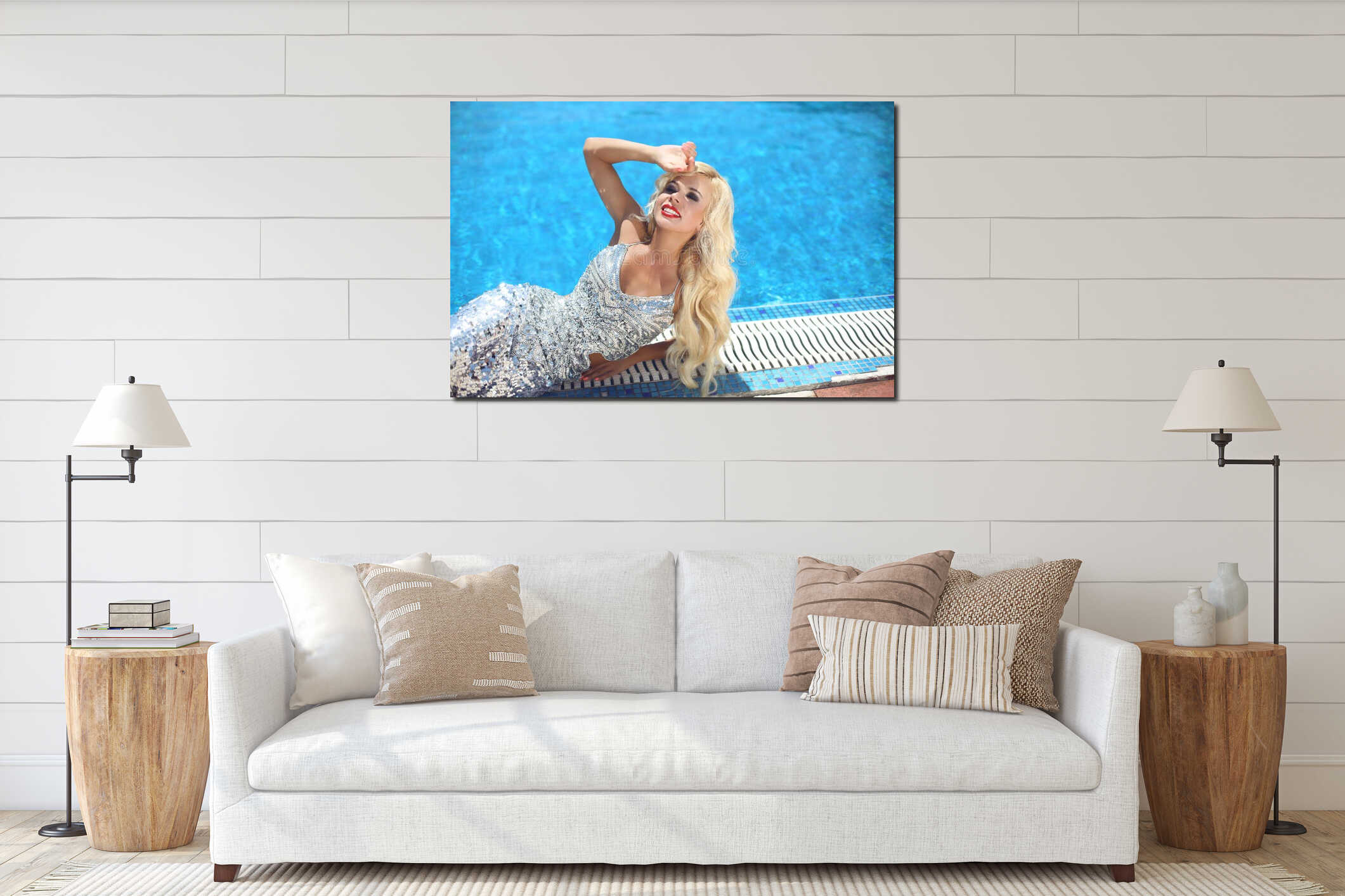 Canvas hanging interior mockup