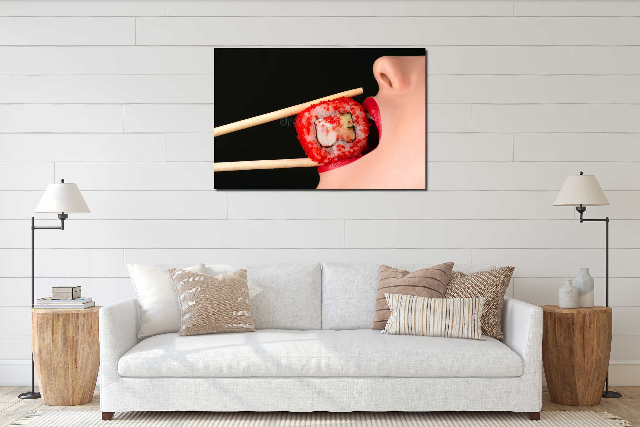 Canvas hanging interior mockup