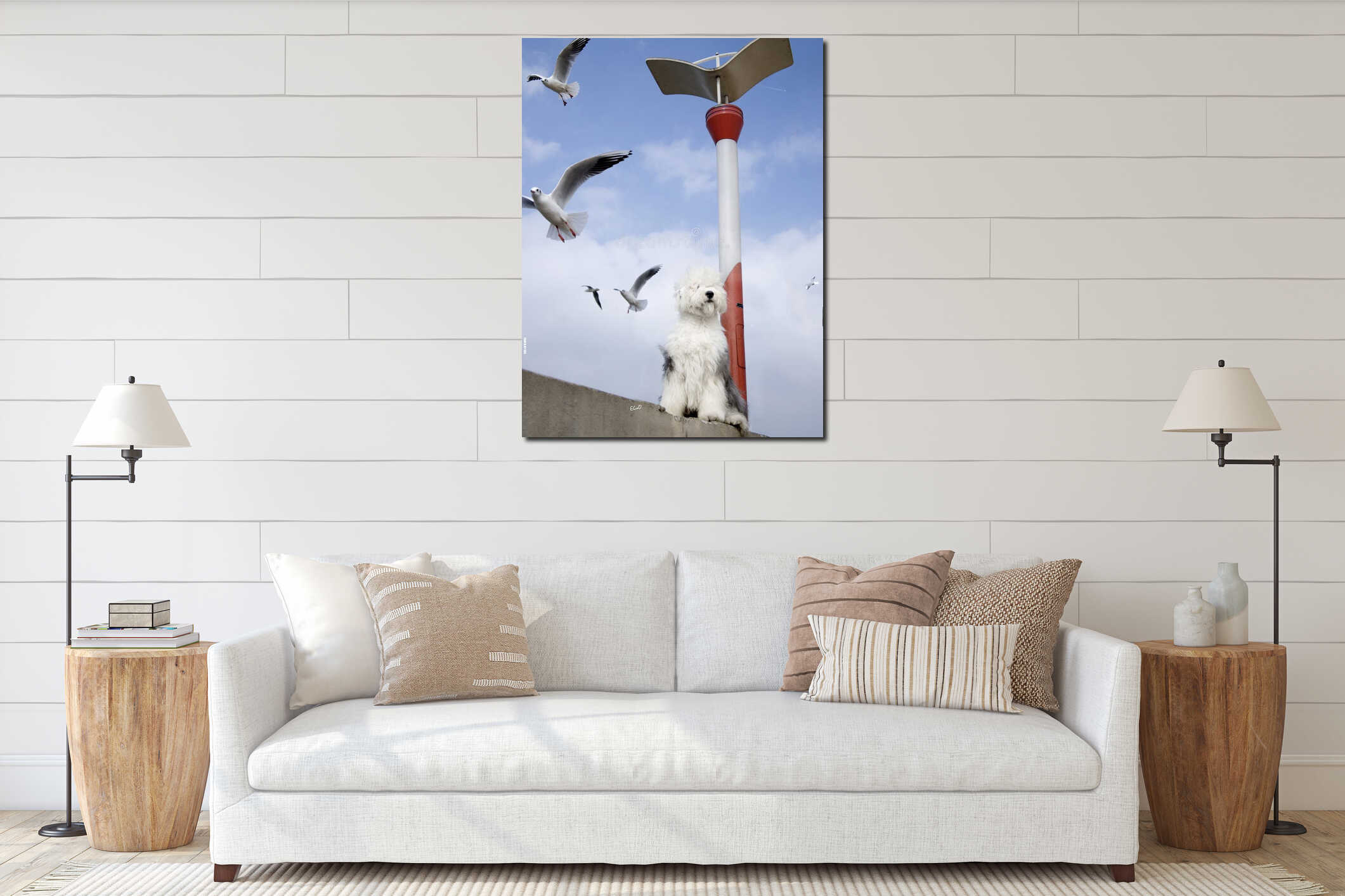 Canvas hanging interior mockup