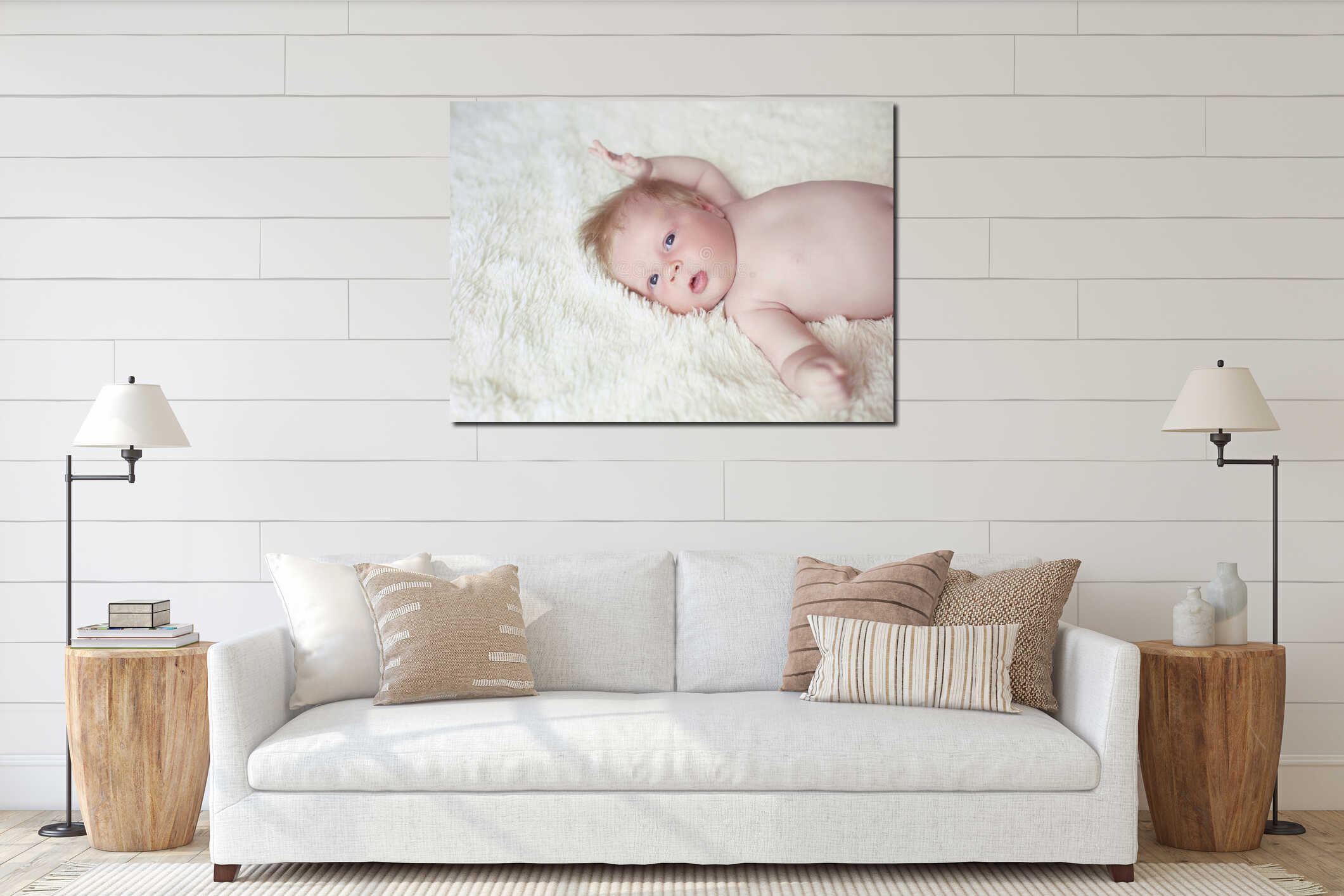 Canvas hanging interior mockup