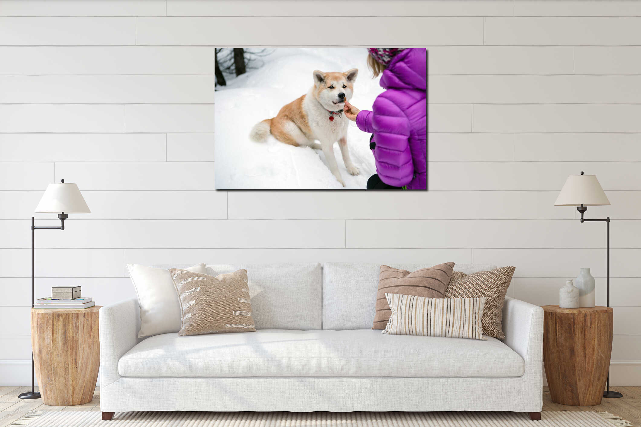 Canvas hanging interior mockup