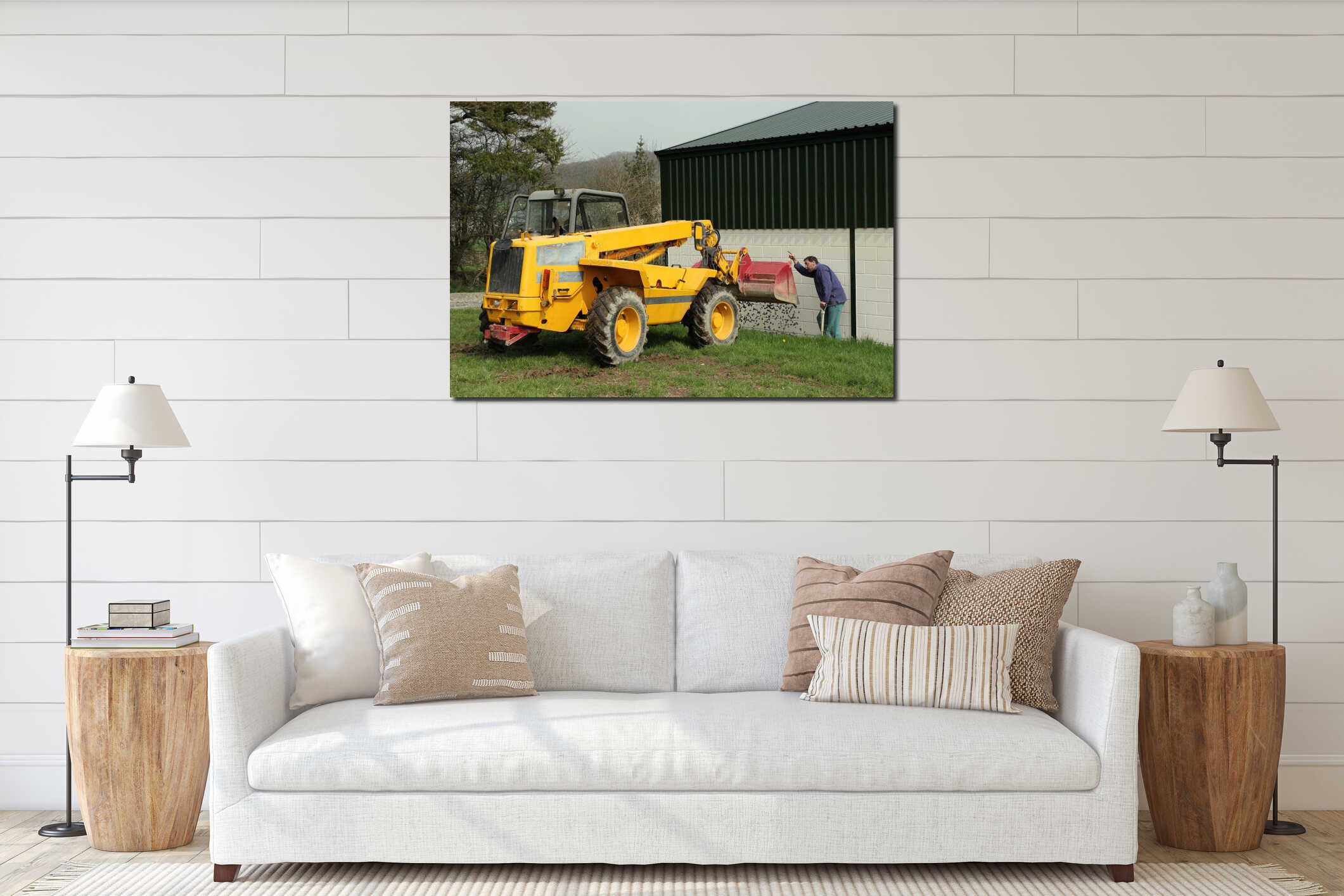 Canvas hanging interior mockup