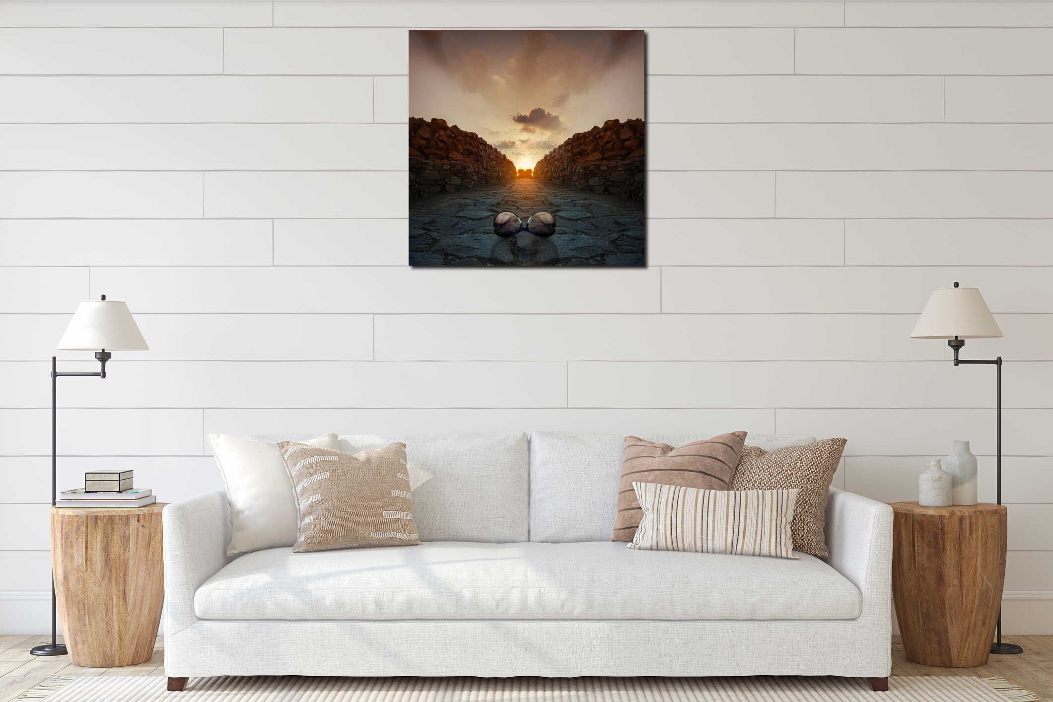 Canvas hanging interior mockup