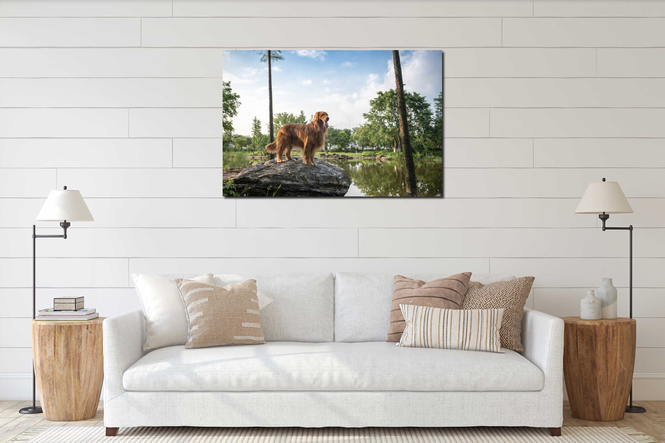 Canvas hanging interior mockup