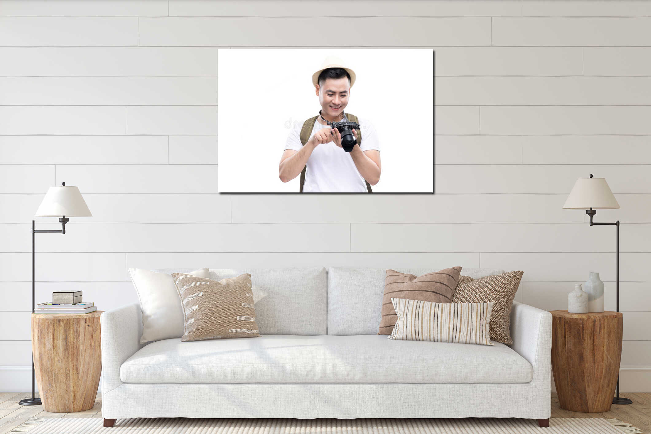 Canvas hanging interior mockup