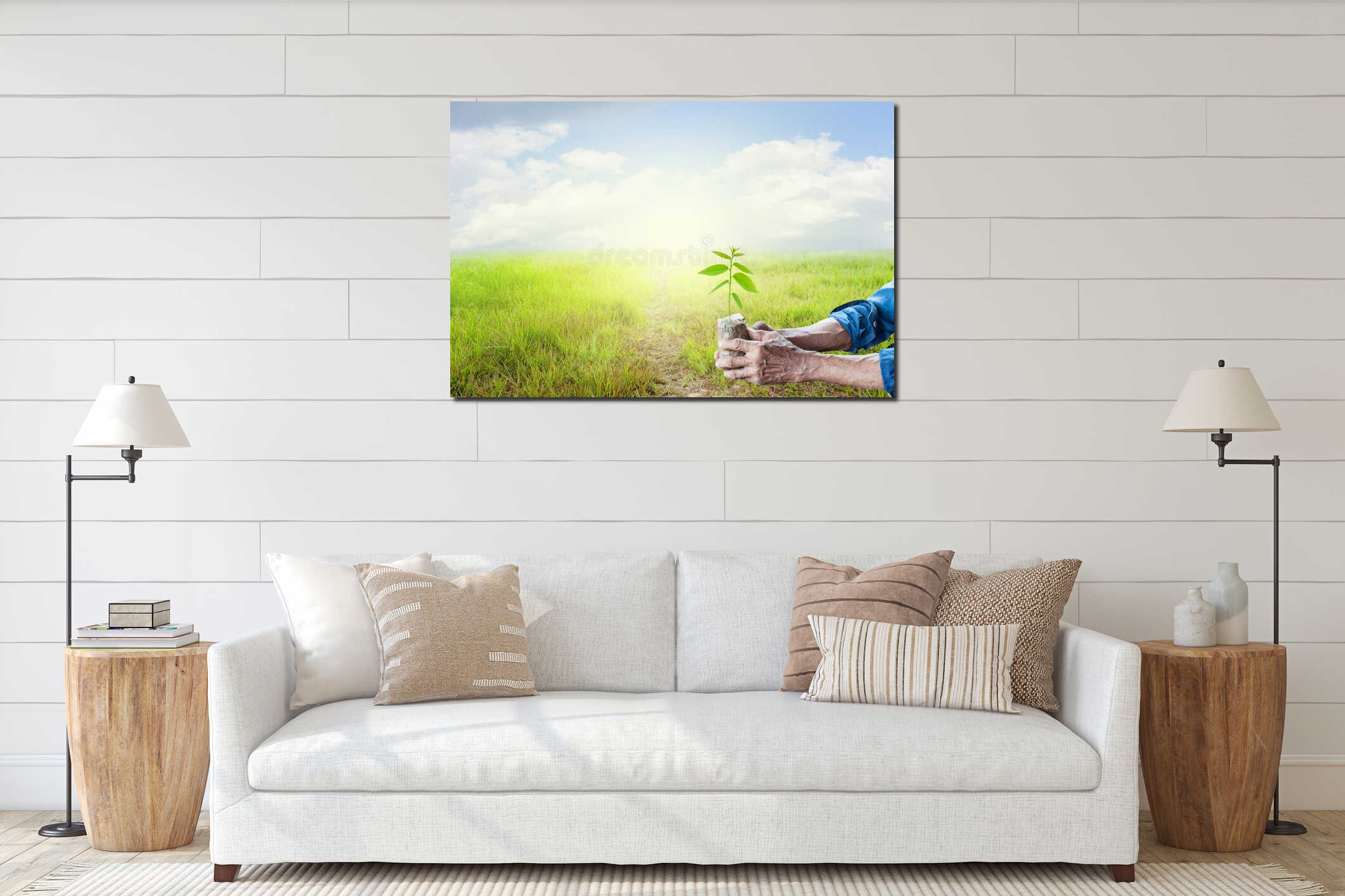 Canvas hanging interior mockup