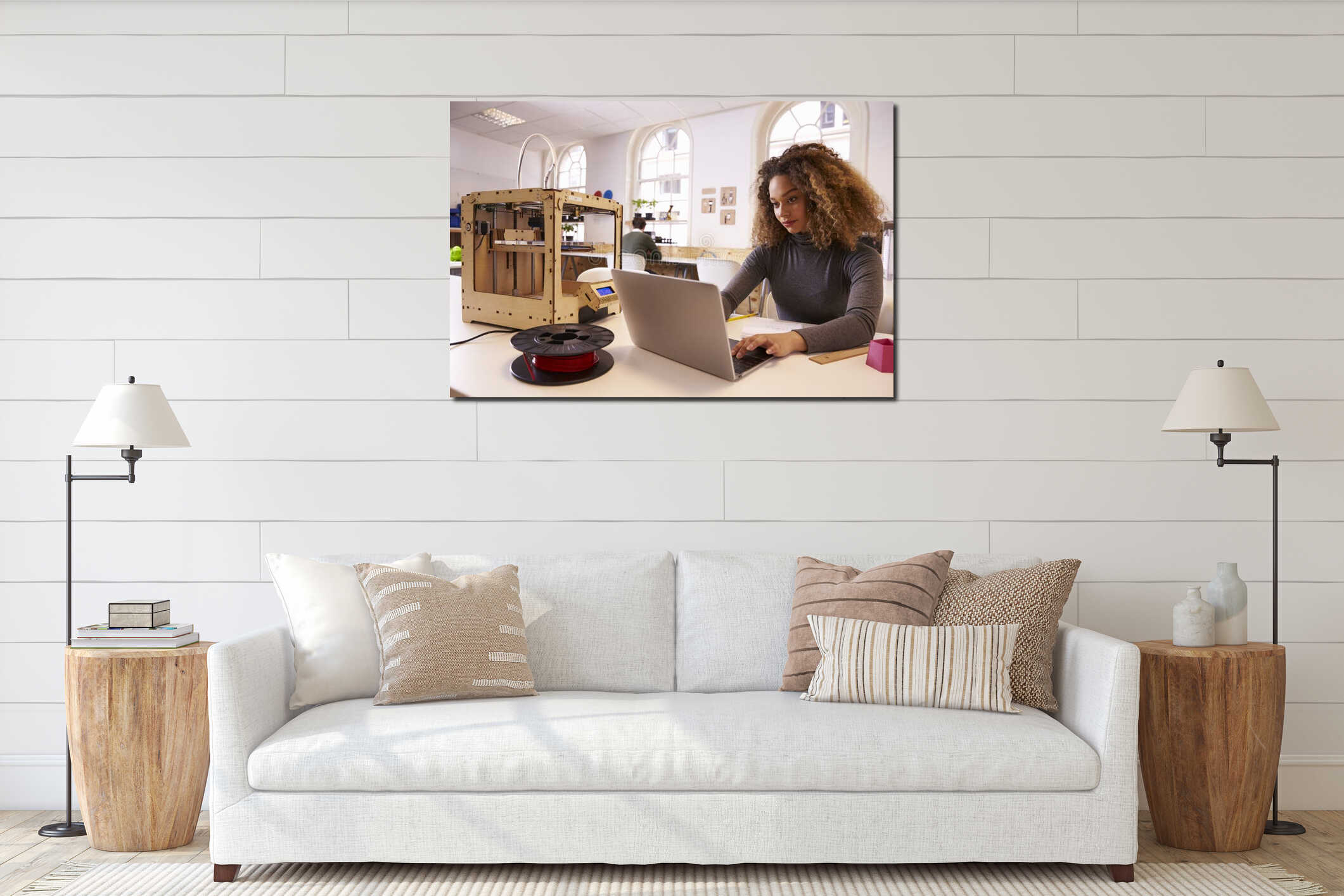Canvas hanging interior mockup