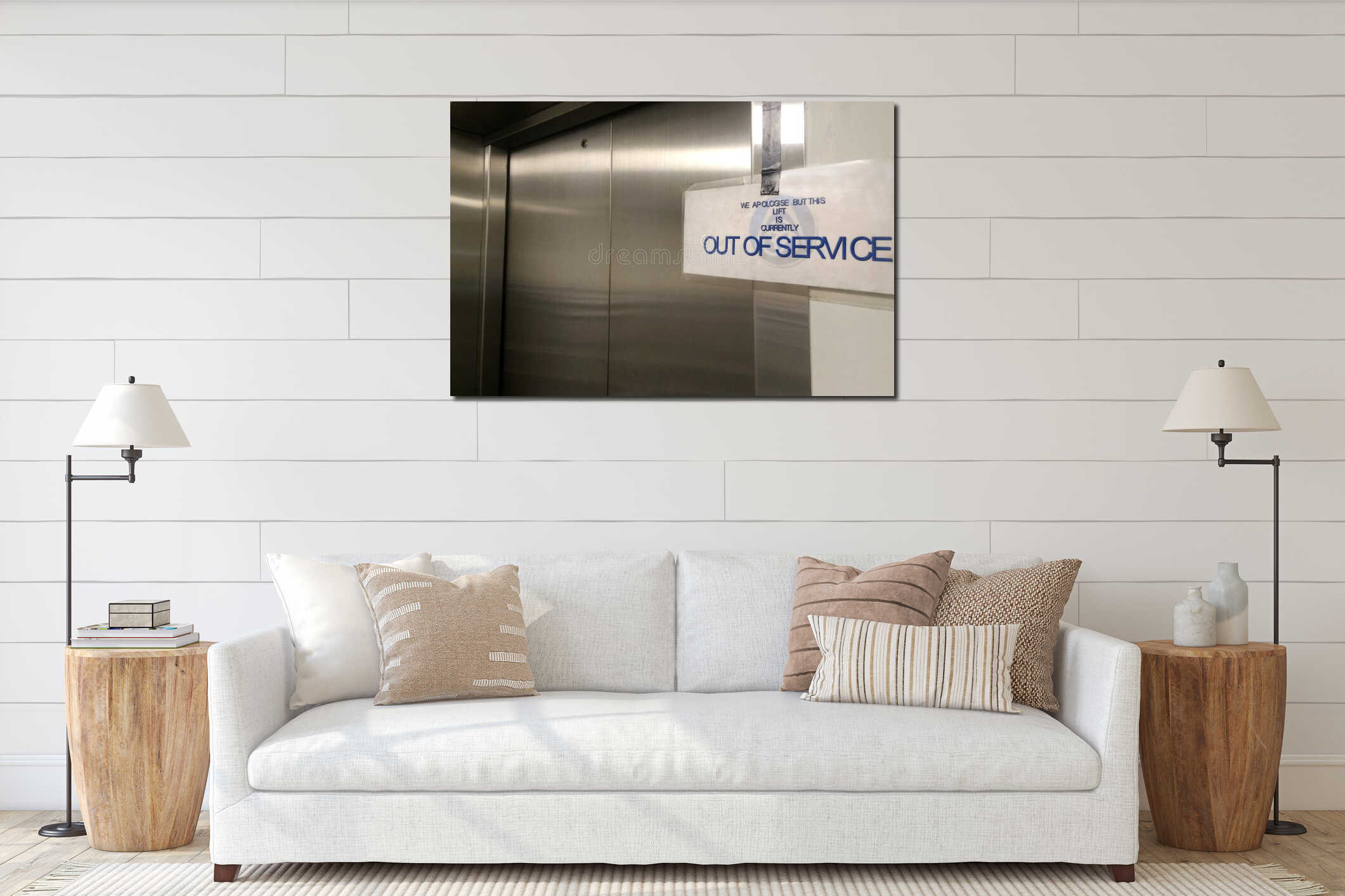 Canvas hanging interior mockup