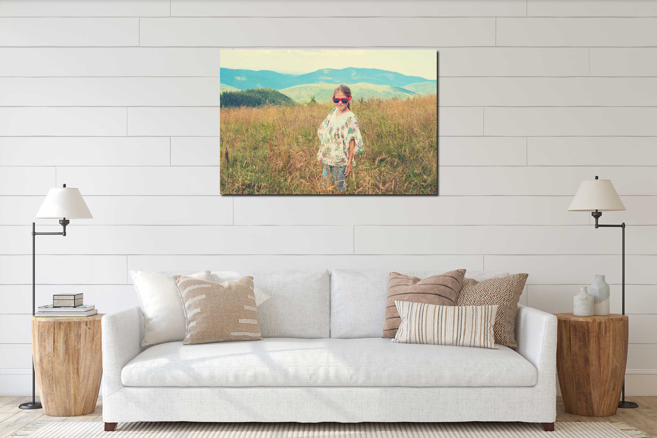 Canvas hanging interior mockup