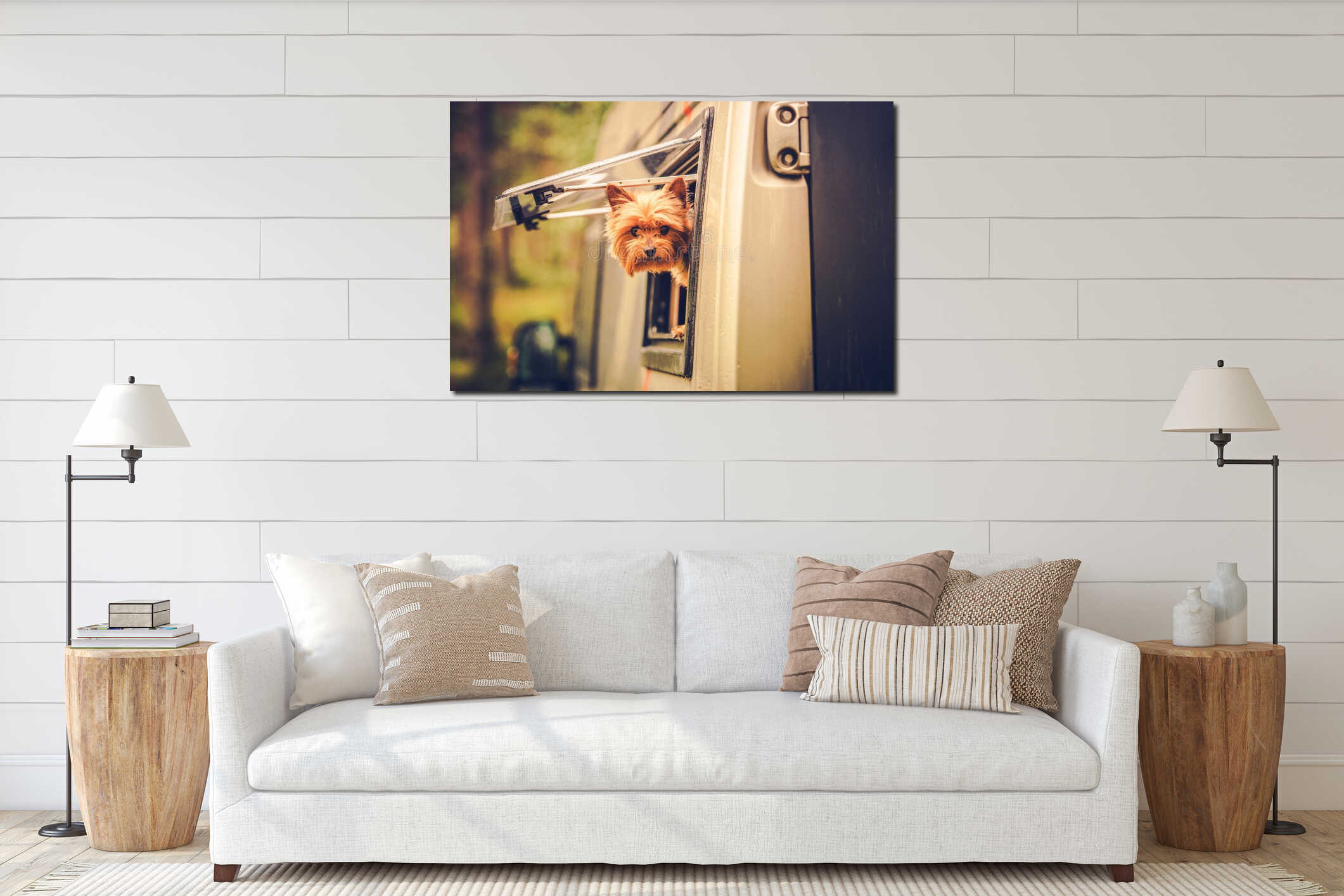 Canvas hanging interior mockup