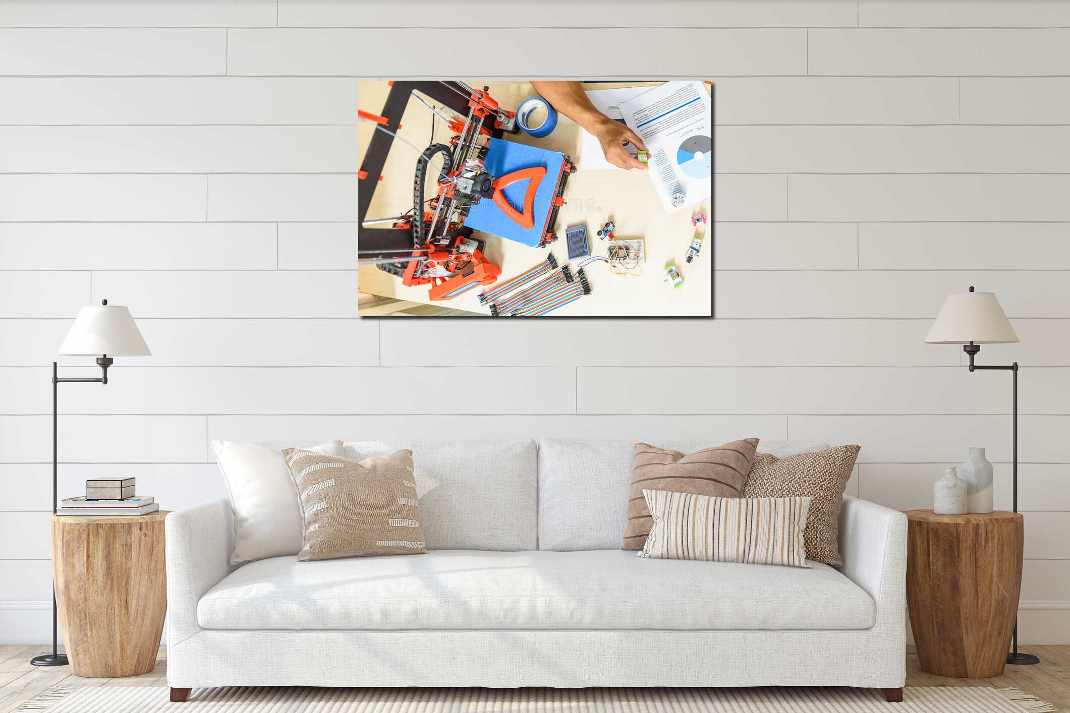 Canvas hanging interior mockup