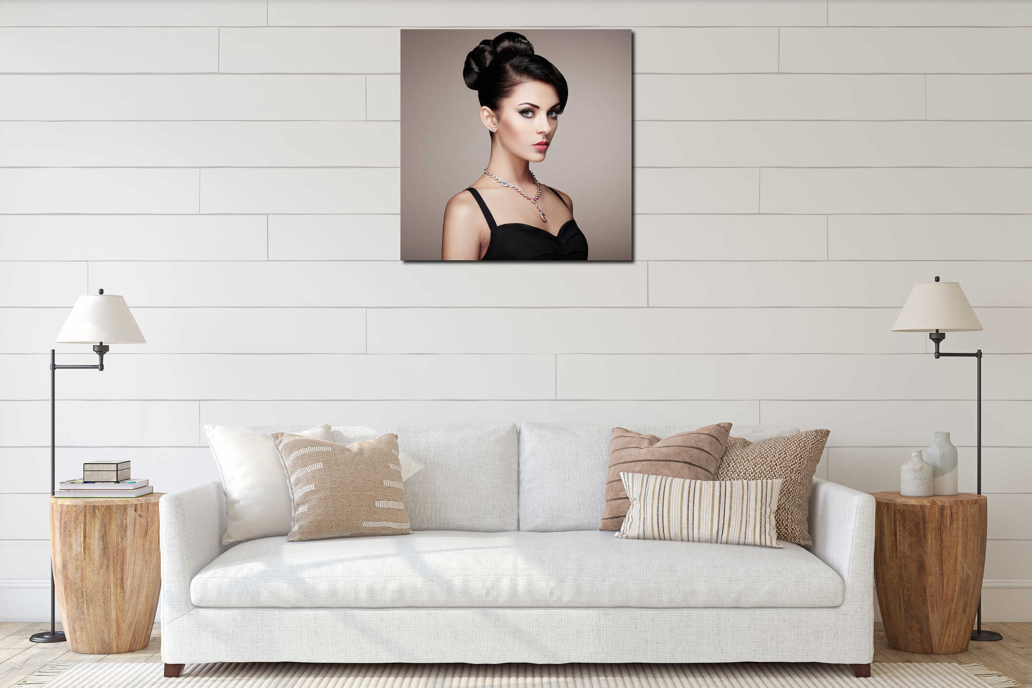 Canvas hanging interior mockup