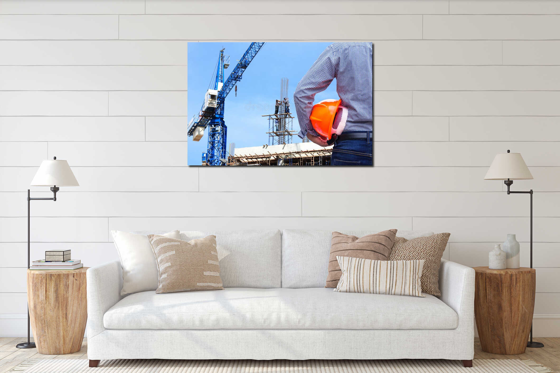 Canvas hanging interior mockup