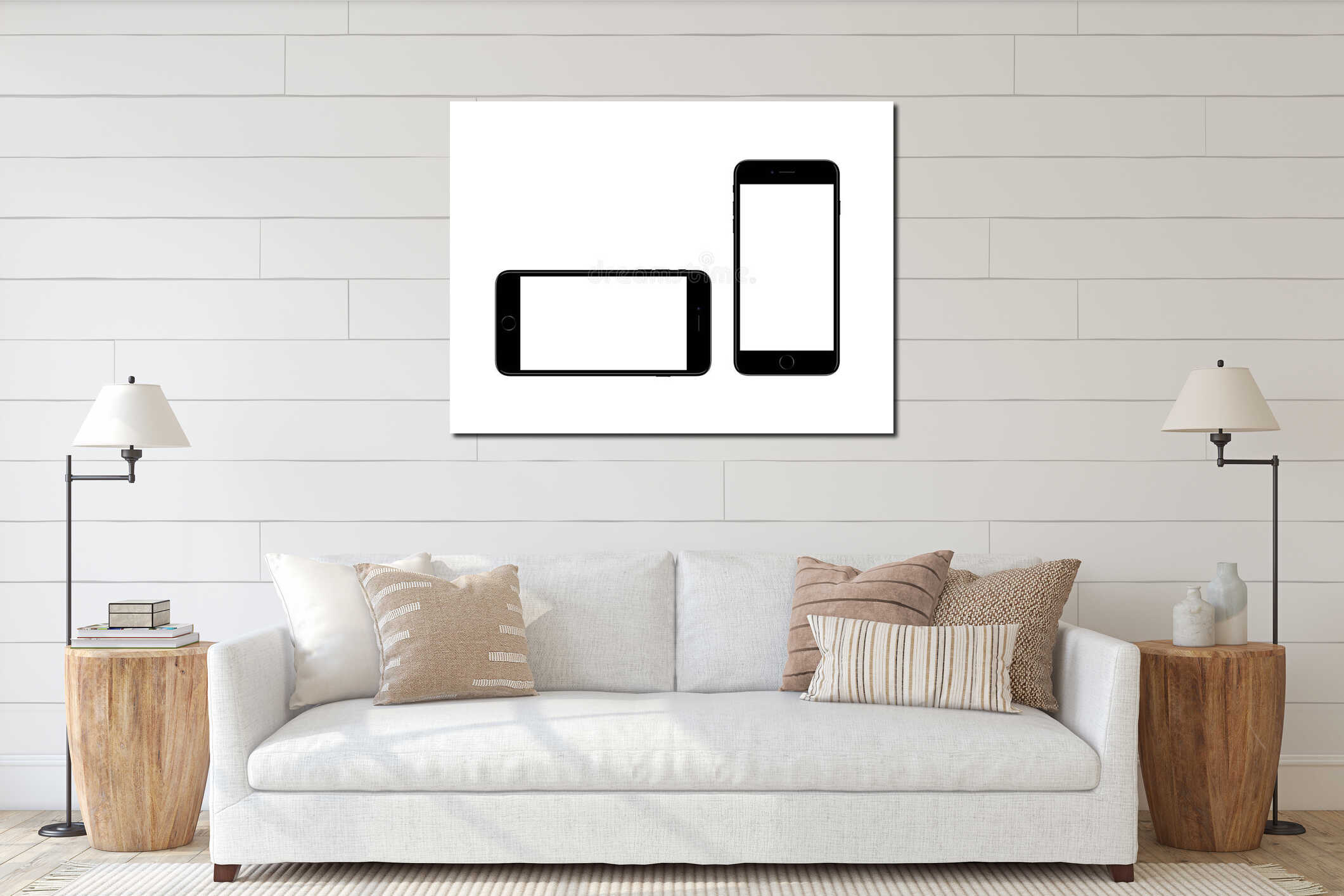 Canvas hanging interior mockup