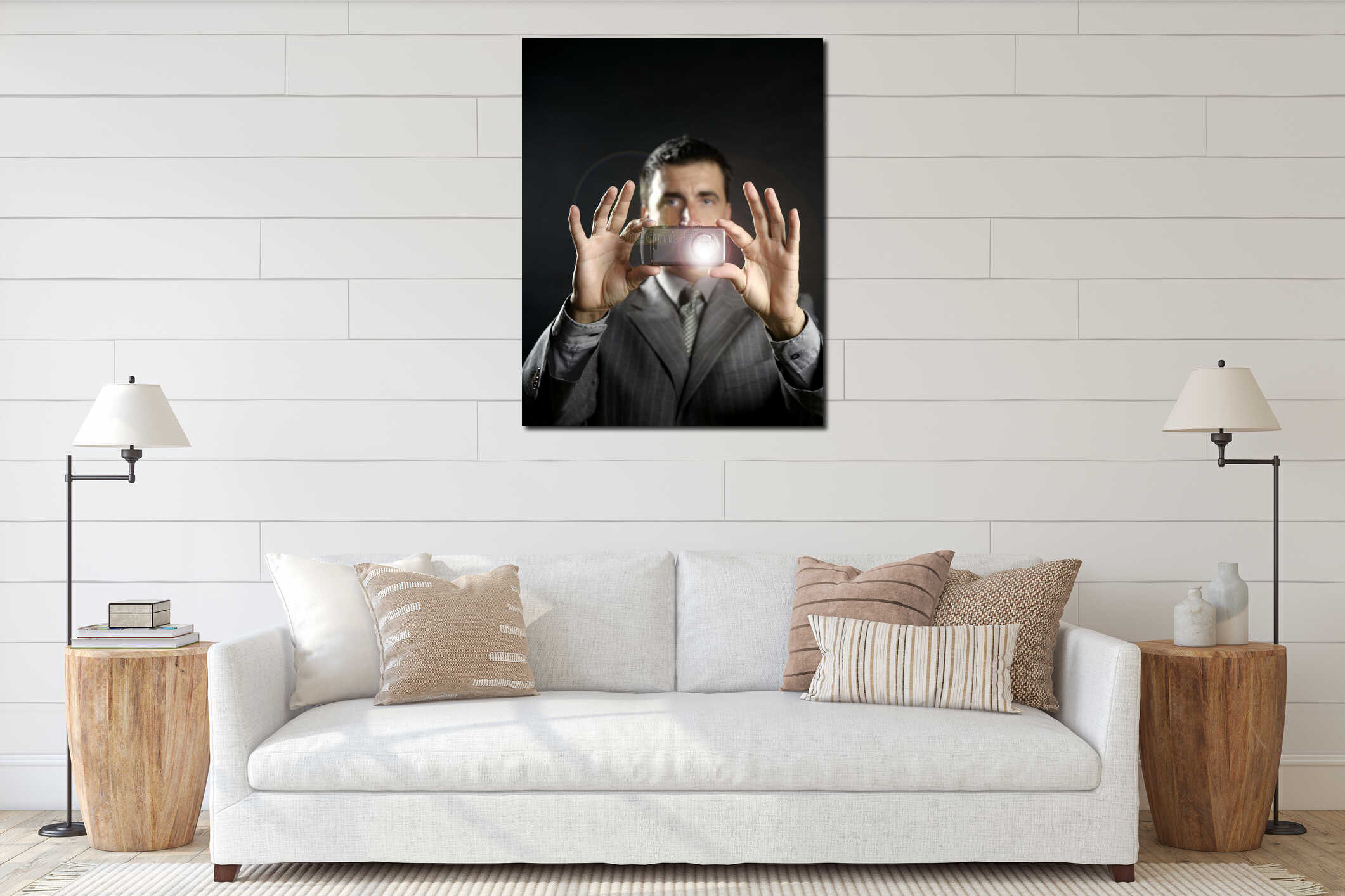 Canvas hanging interior mockup