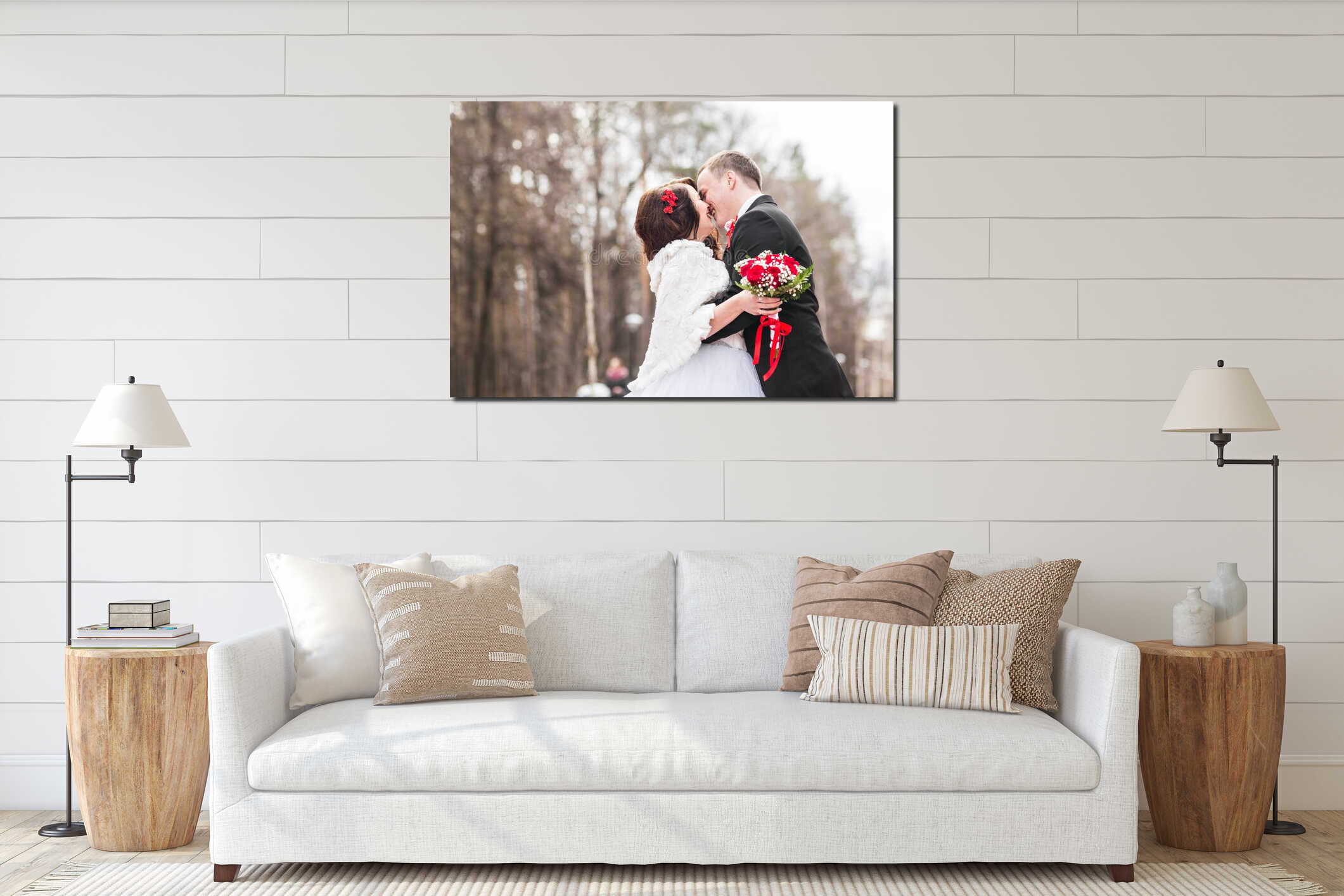 Canvas hanging interior mockup