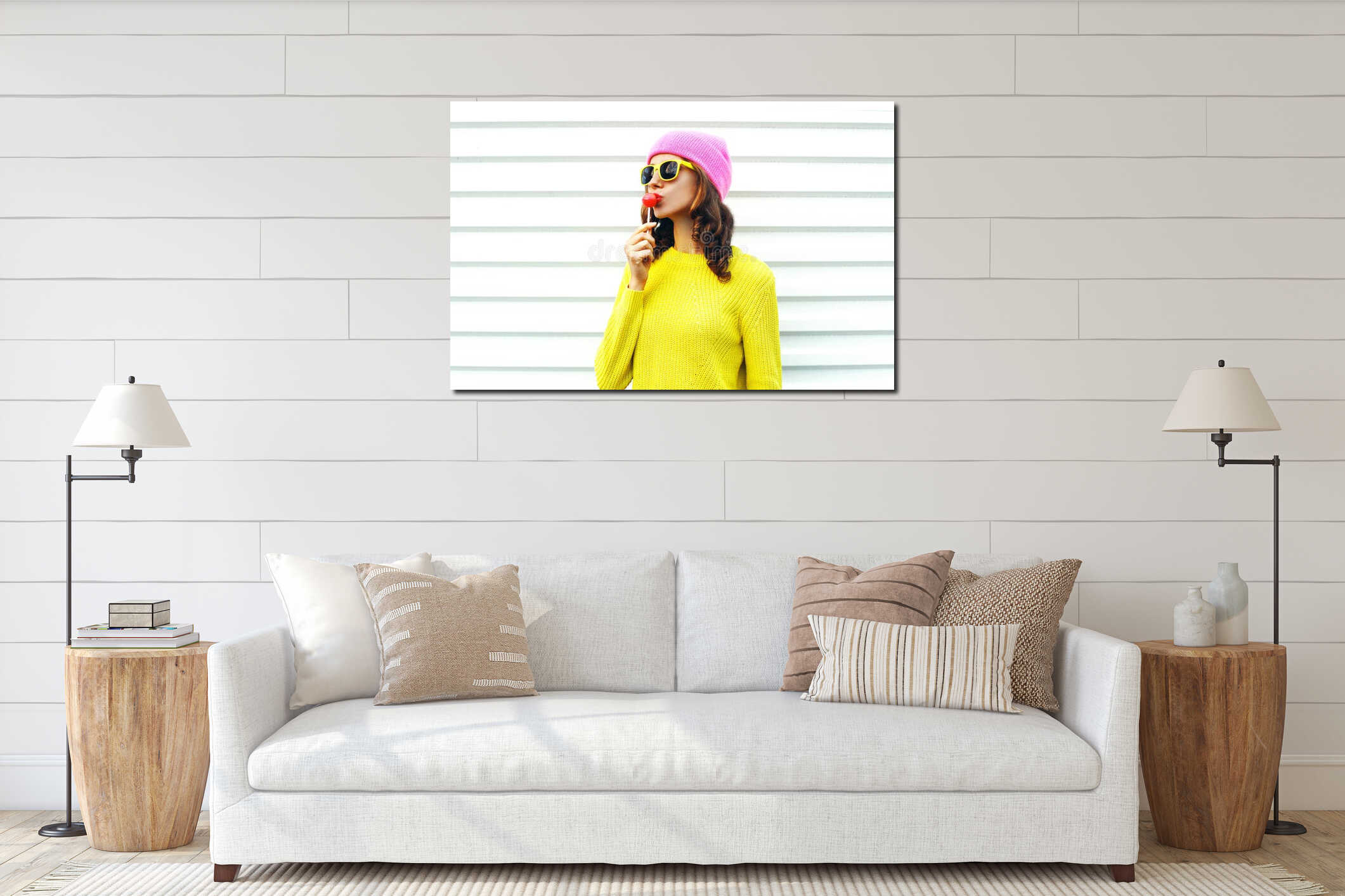 Canvas hanging interior mockup