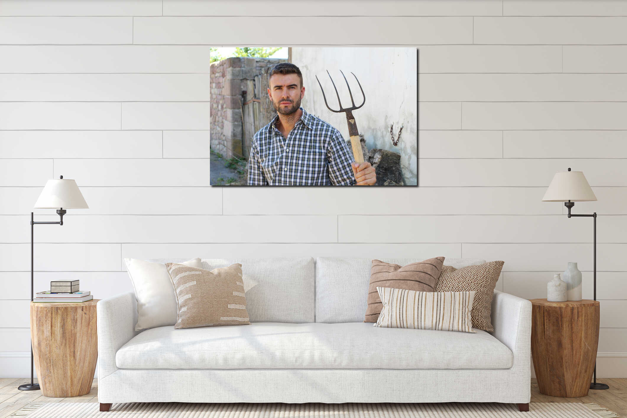 Canvas hanging interior mockup