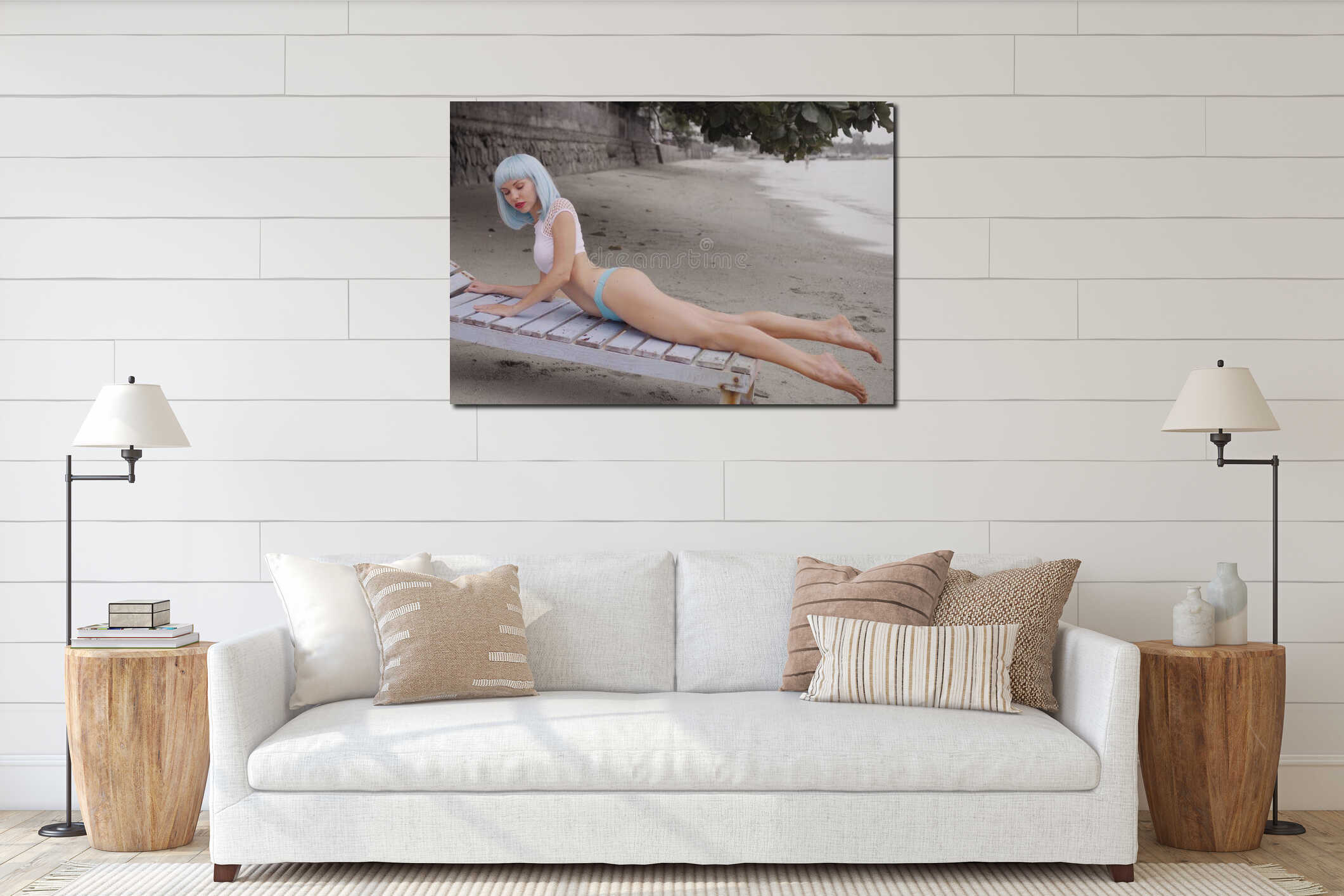 Canvas hanging interior mockup