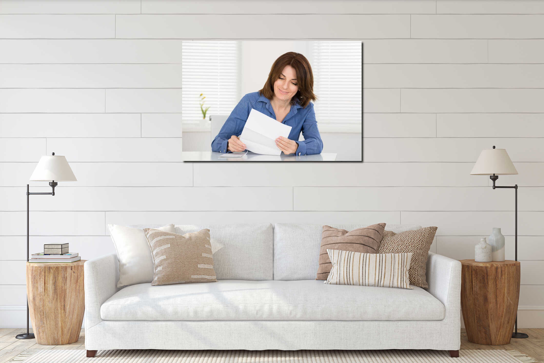 Canvas hanging interior mockup