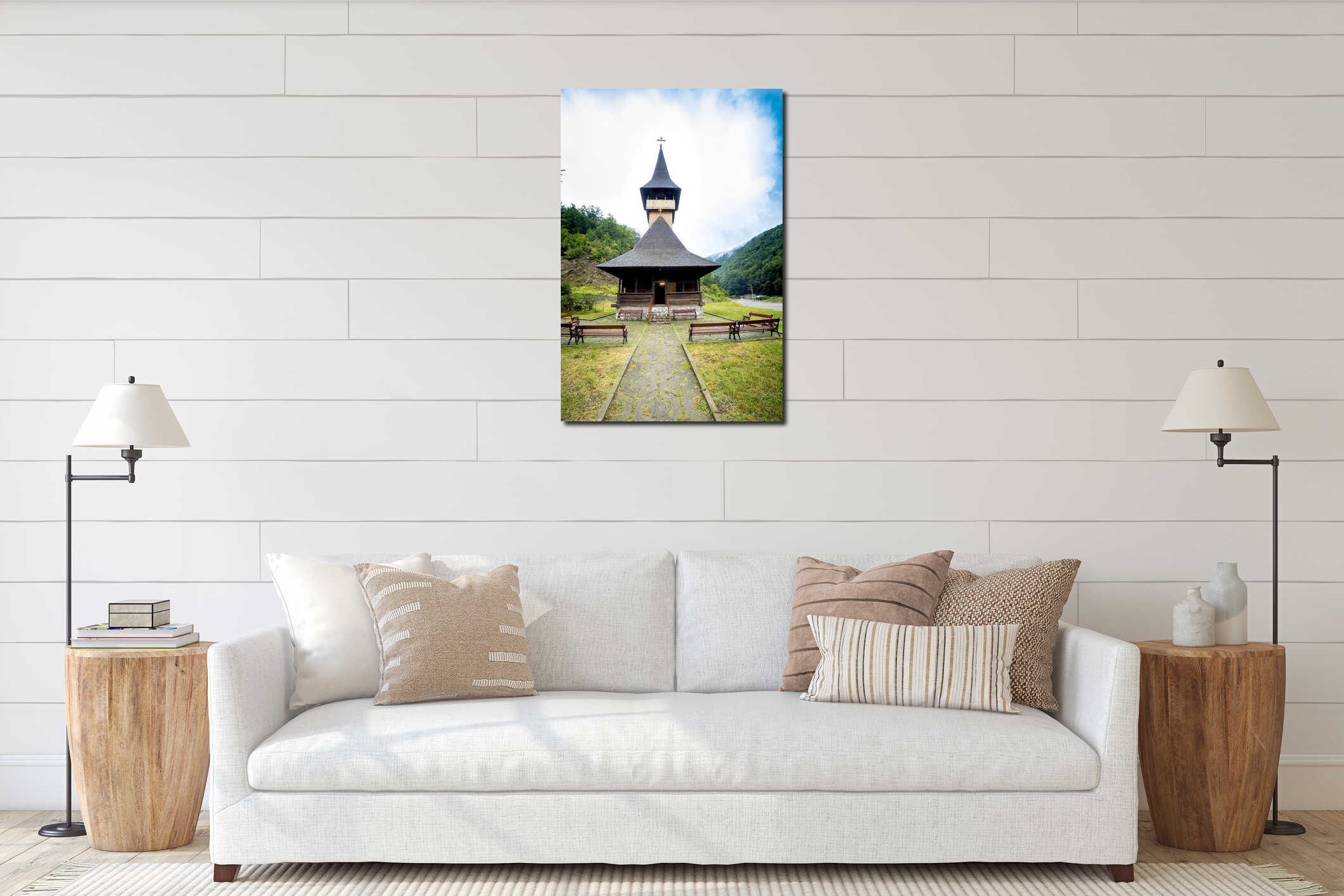 Canvas hanging interior mockup