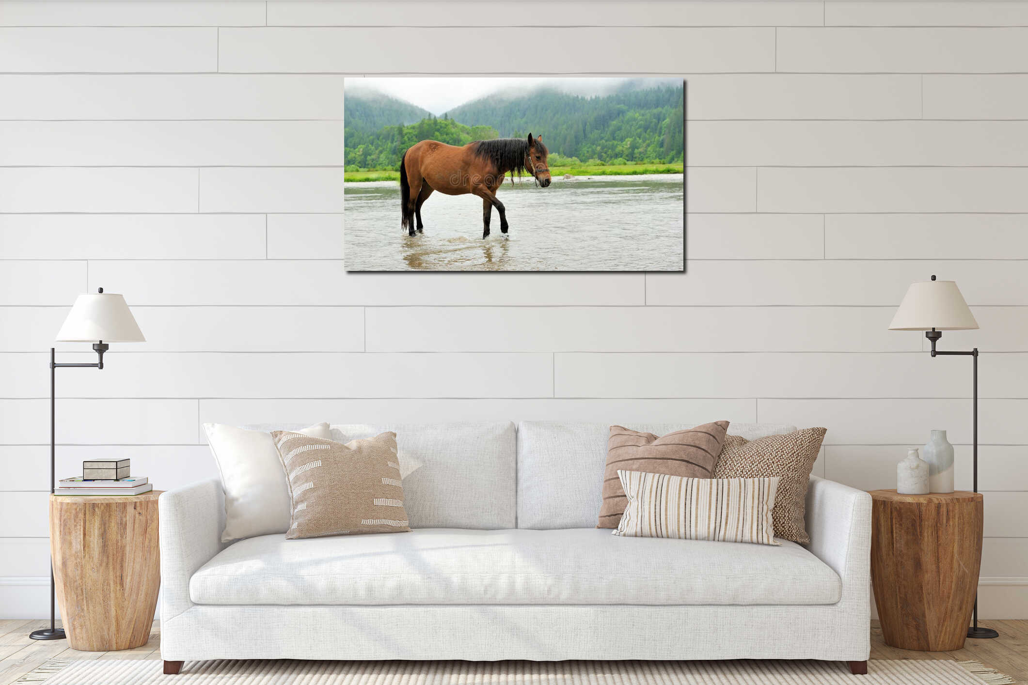 Canvas hanging interior mockup