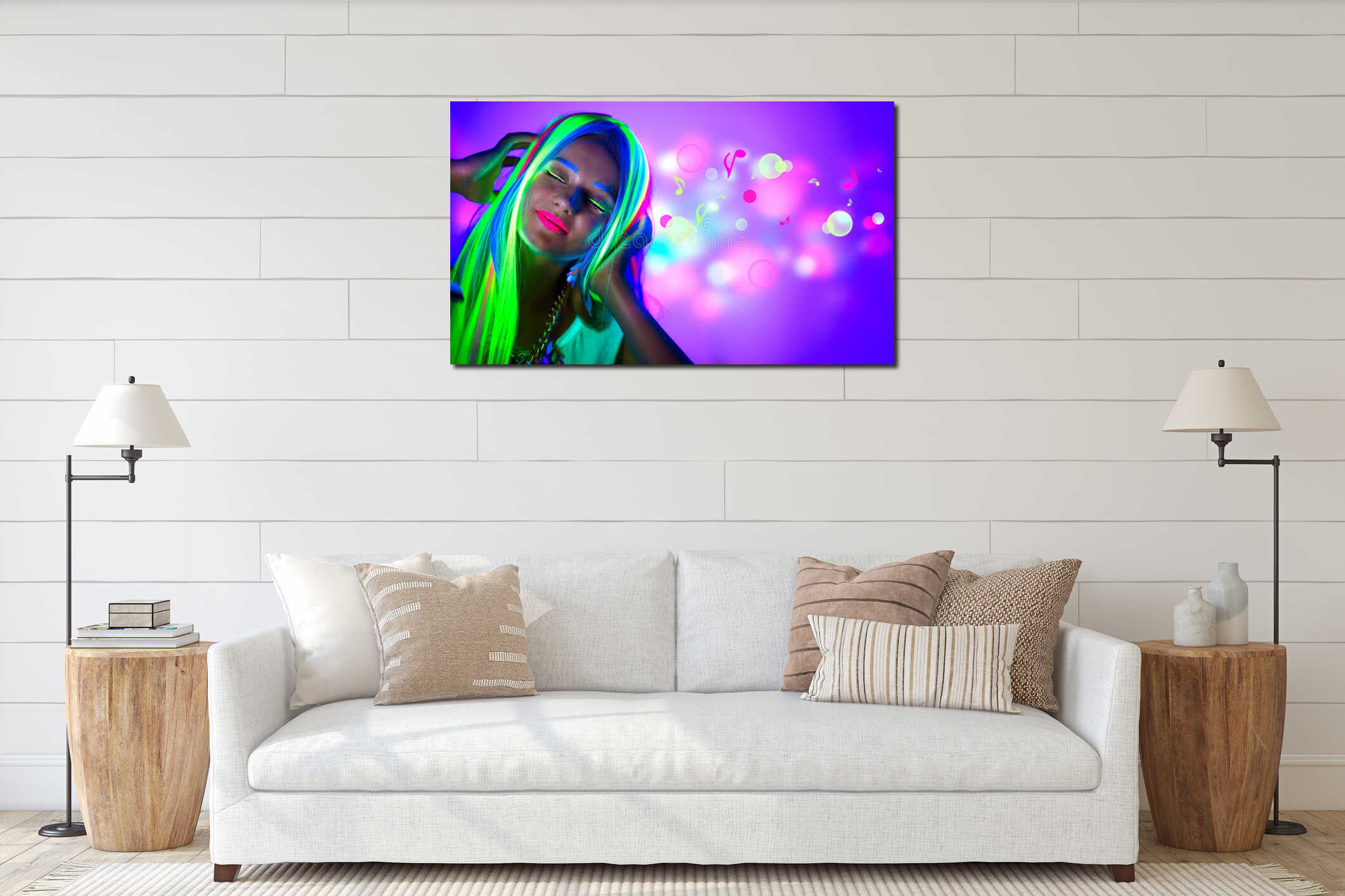 Canvas hanging interior mockup