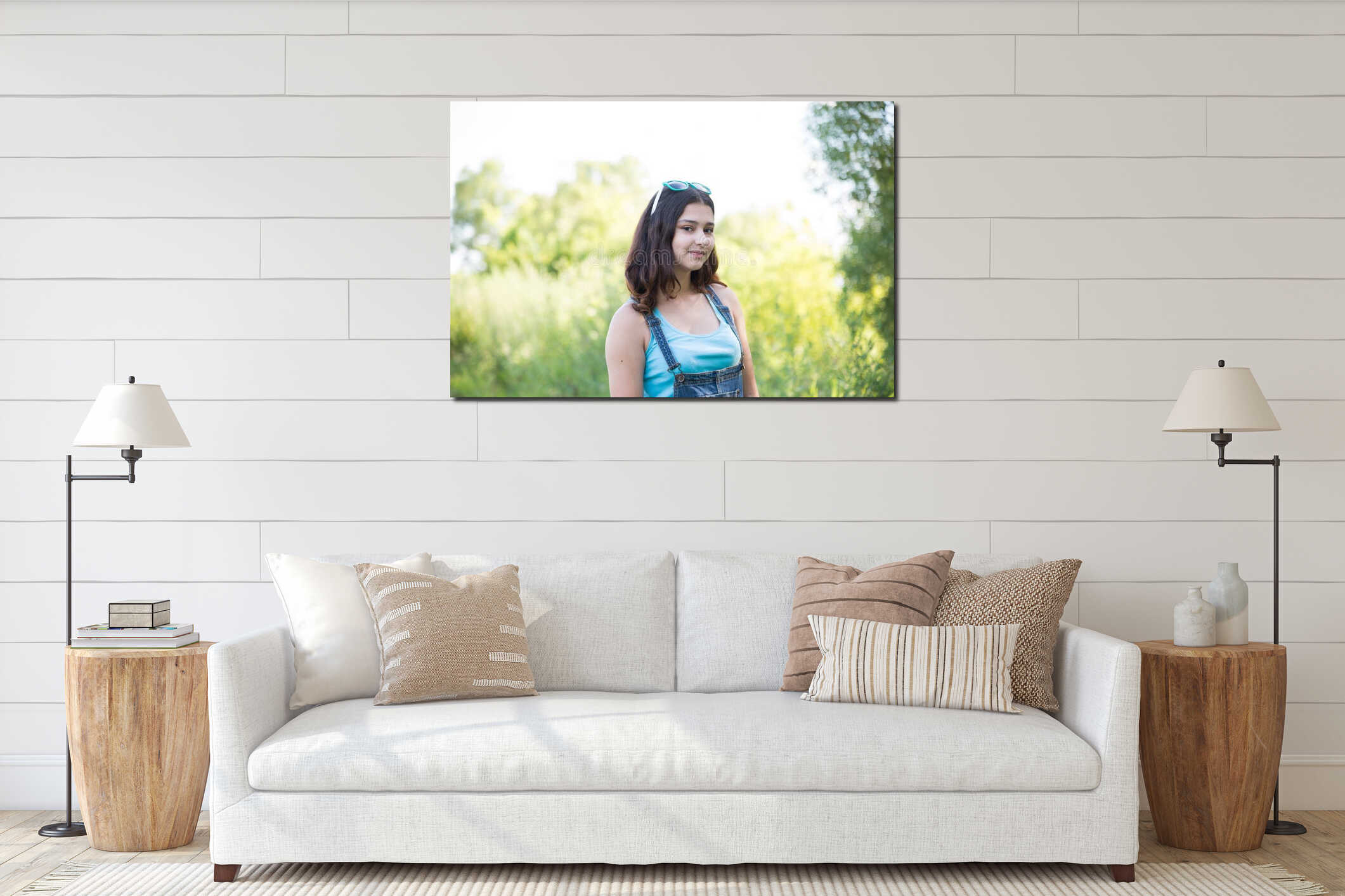 Canvas hanging interior mockup