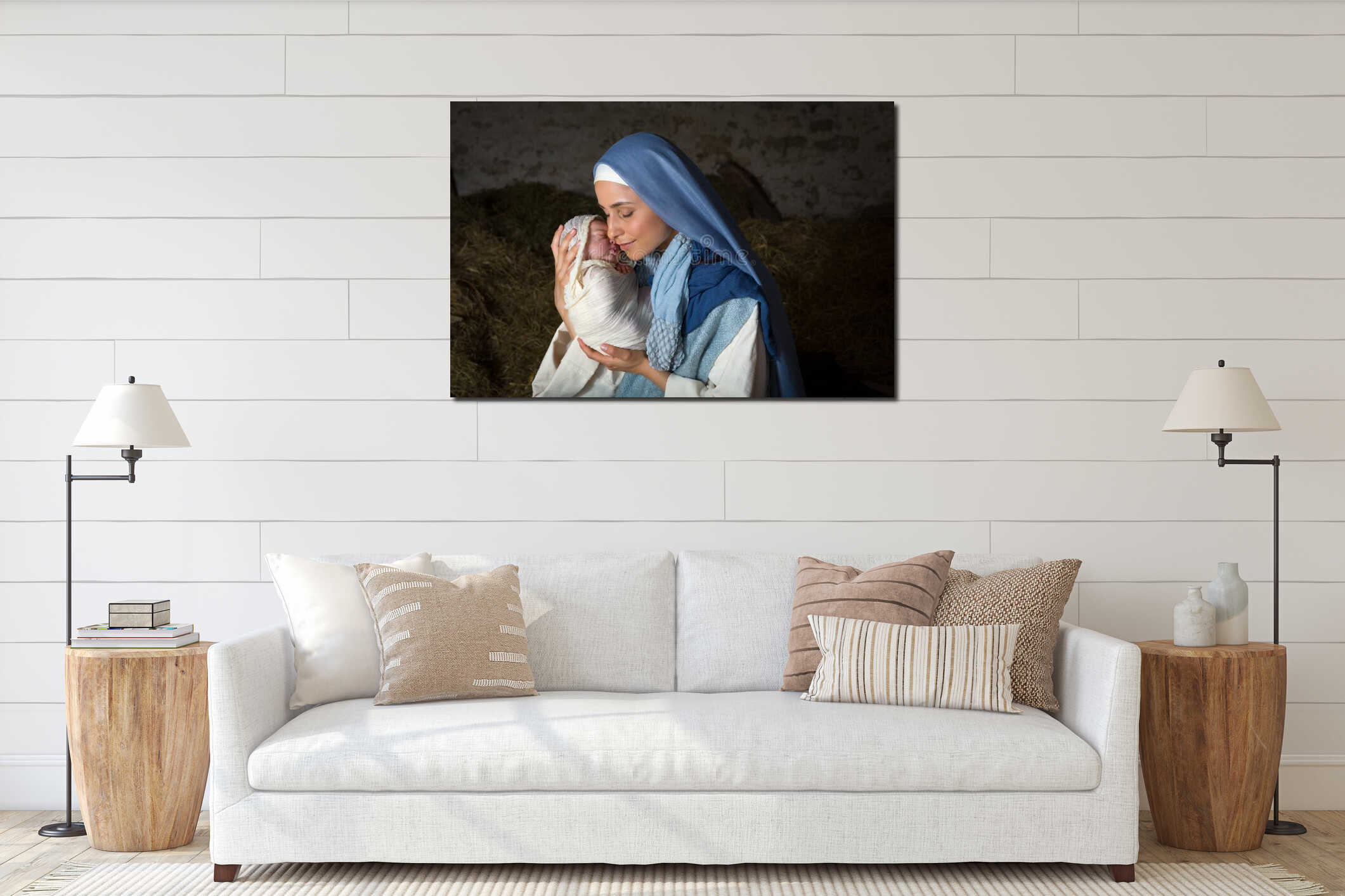 Canvas hanging interior mockup