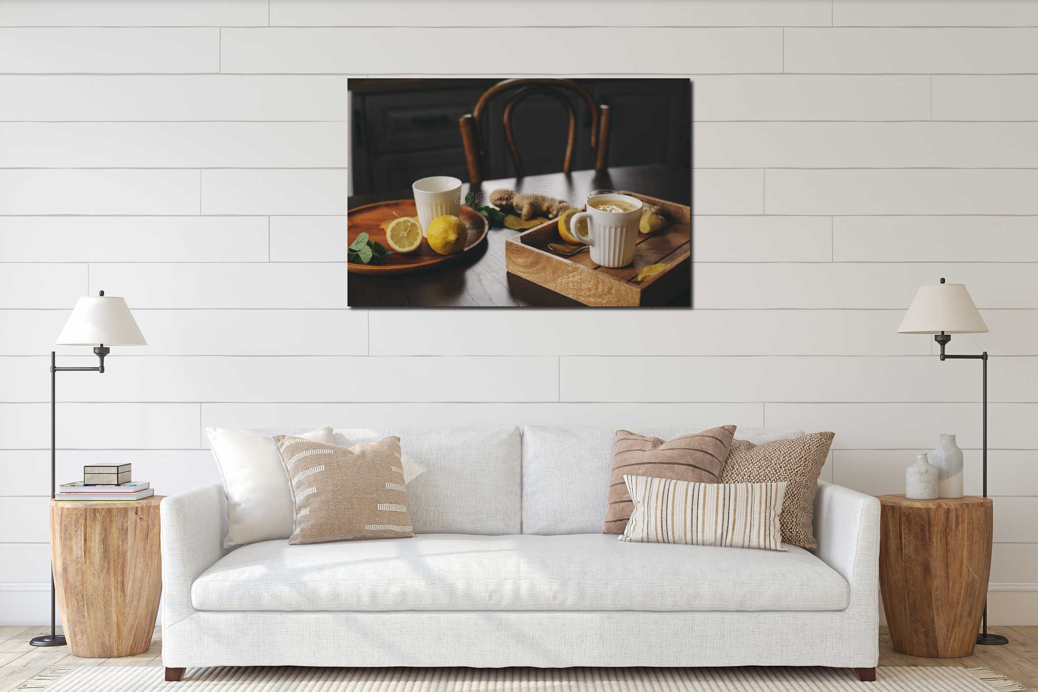 Canvas hanging interior mockup