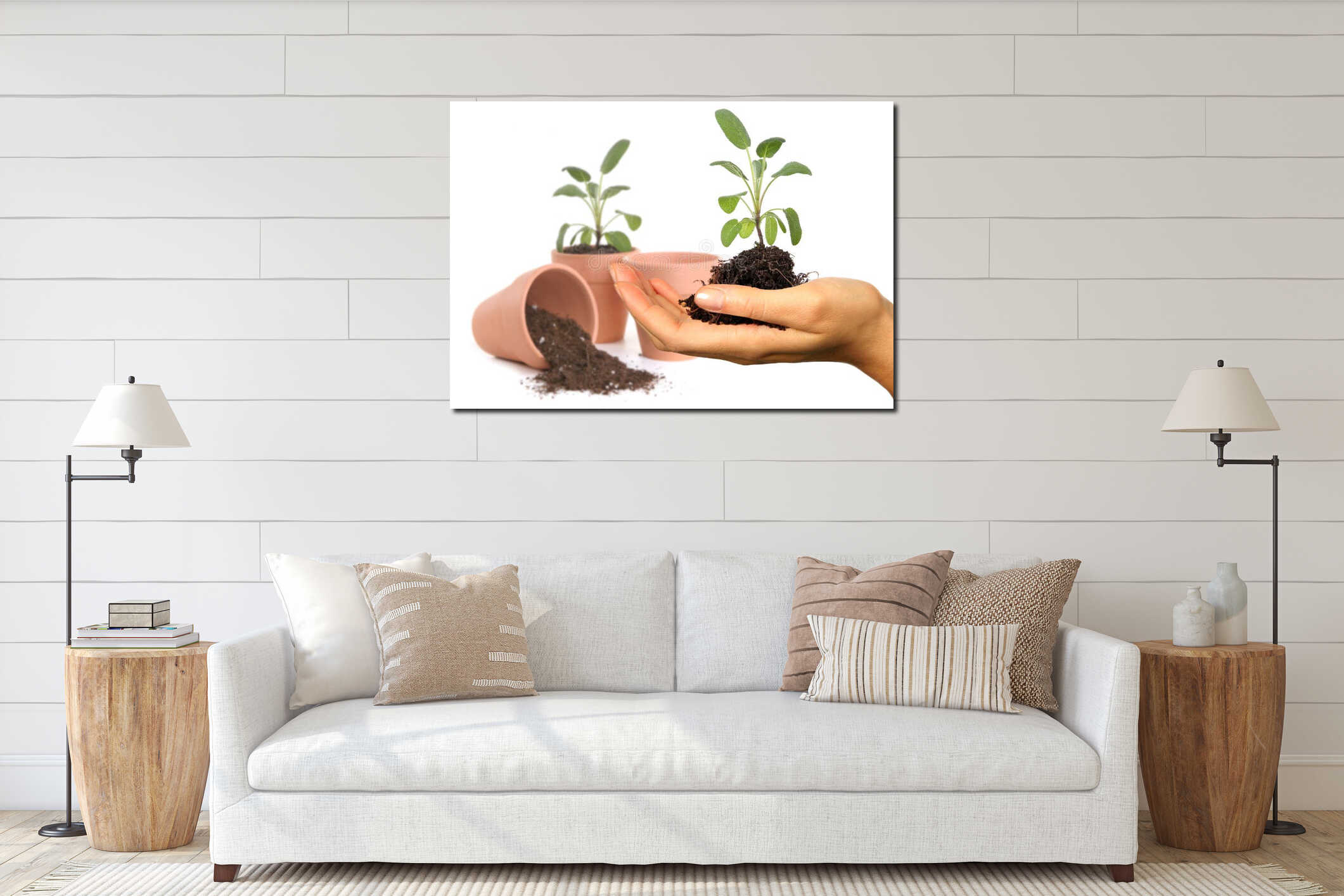 Canvas hanging interior mockup