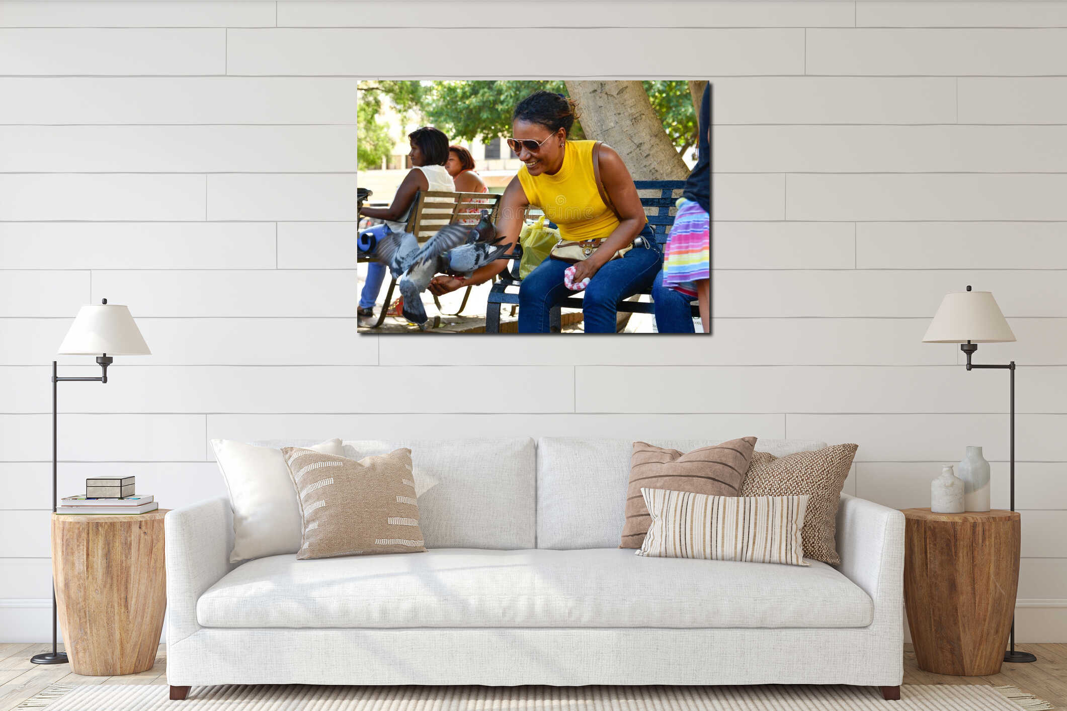 Canvas hanging interior mockup