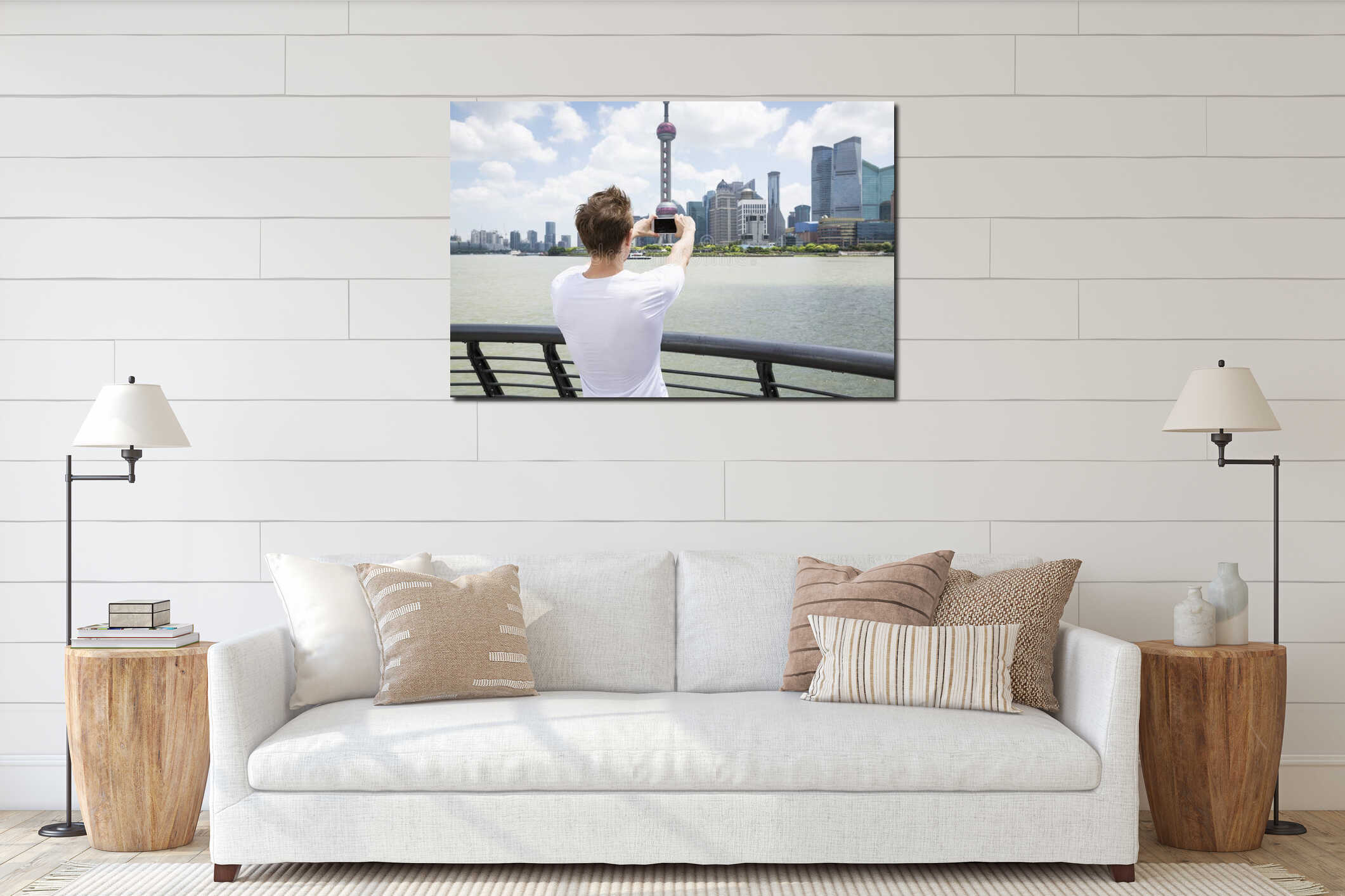 Canvas hanging interior mockup