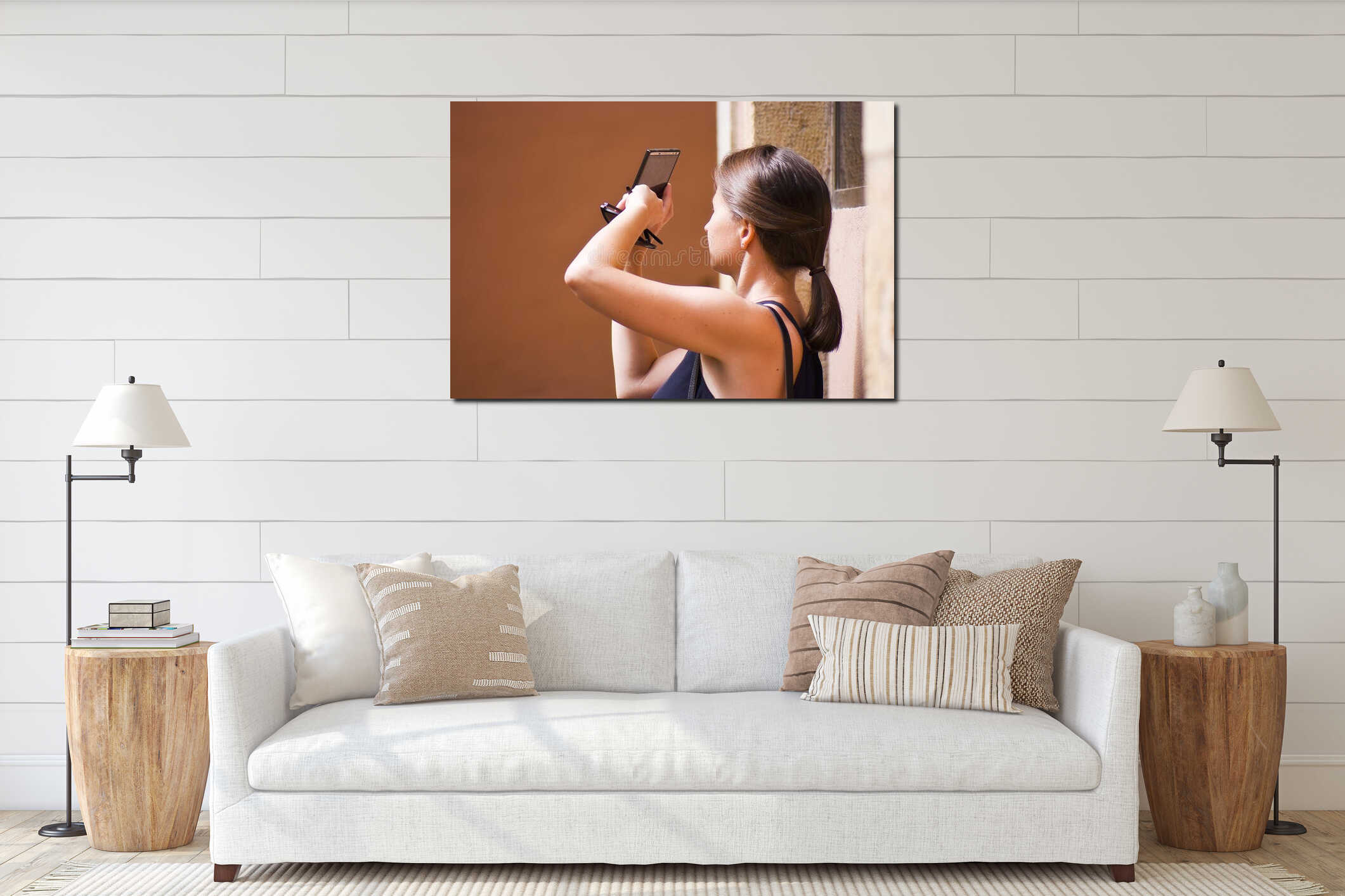 Canvas hanging interior mockup