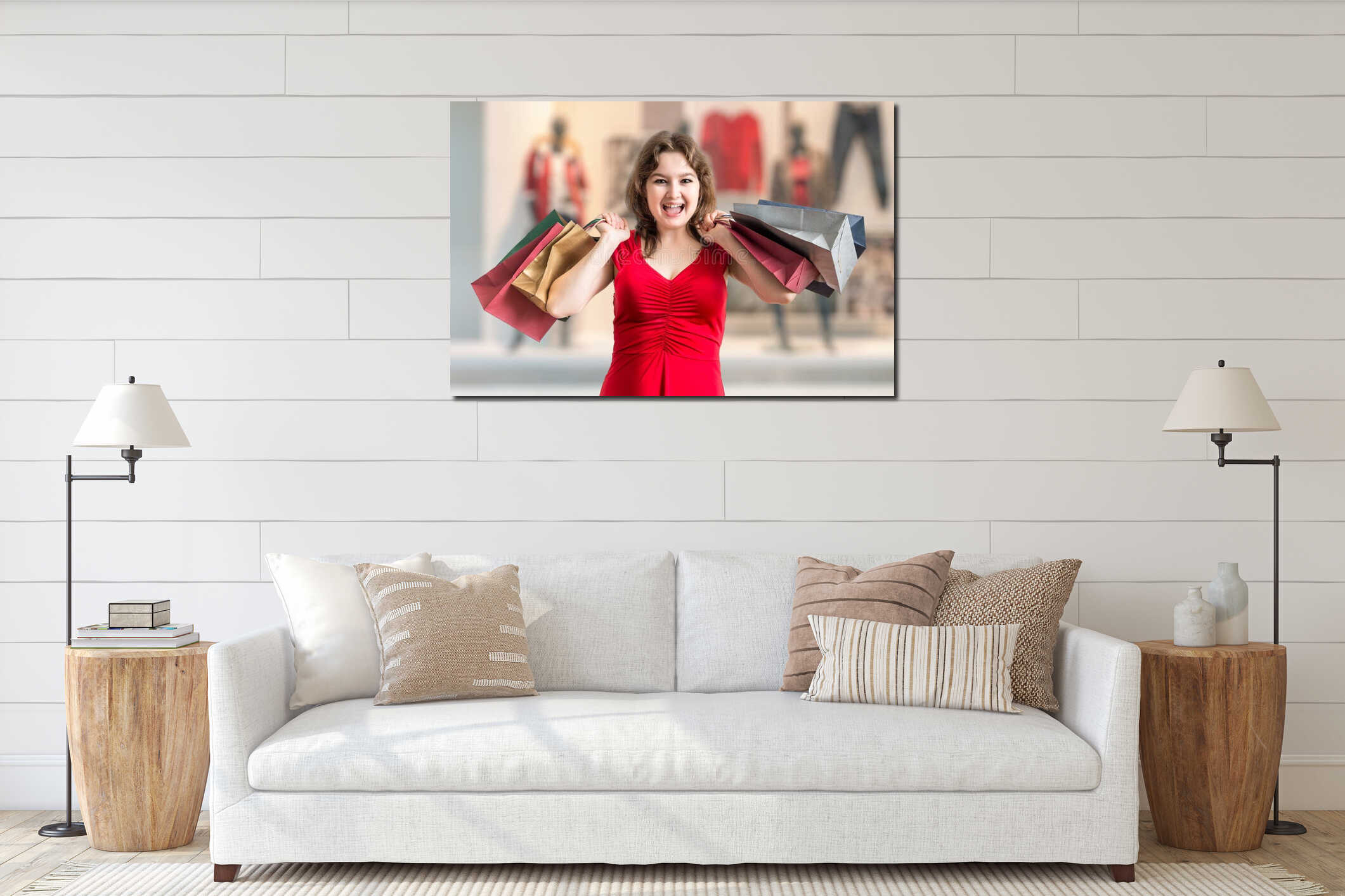 Canvas hanging interior mockup