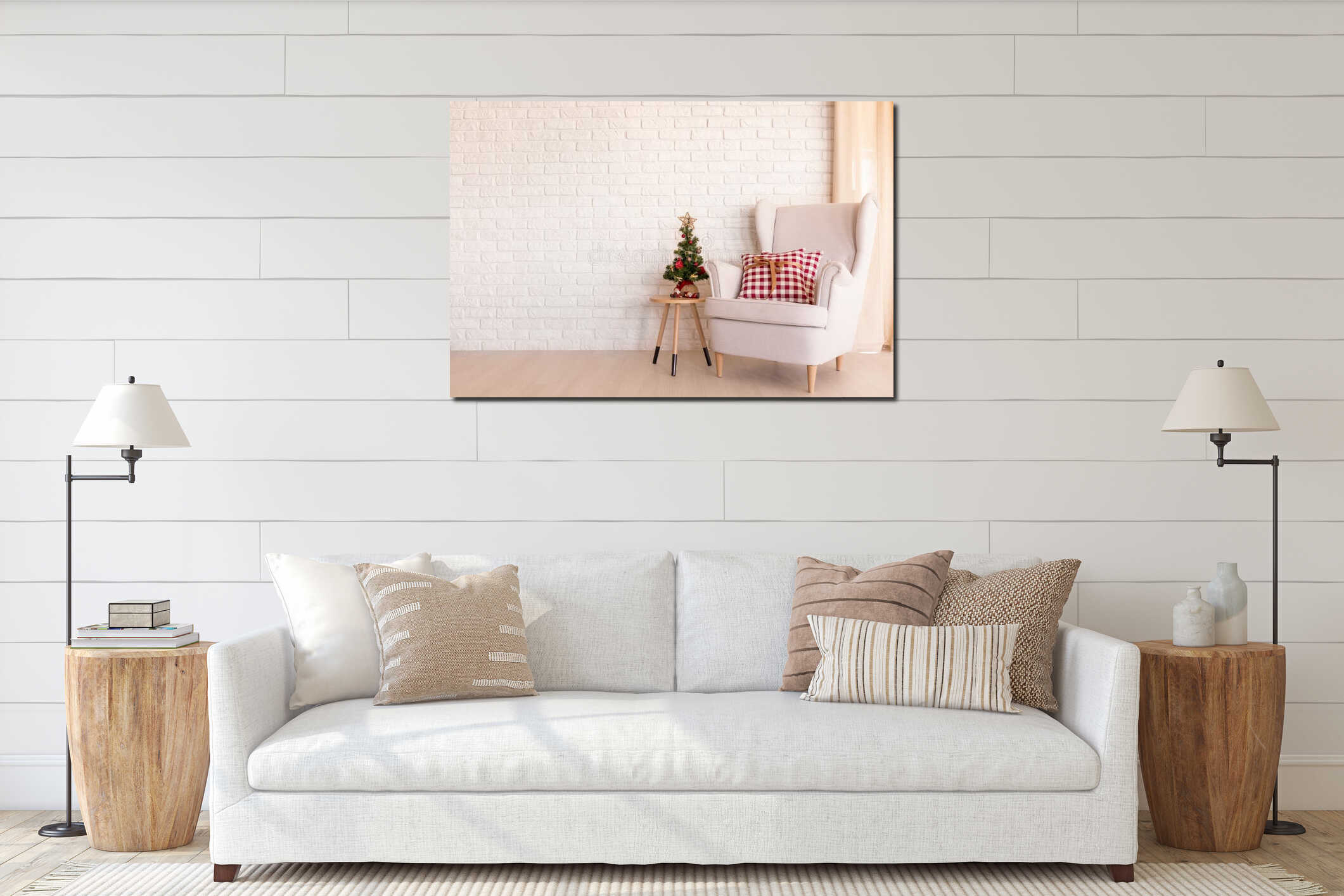 Canvas hanging interior mockup