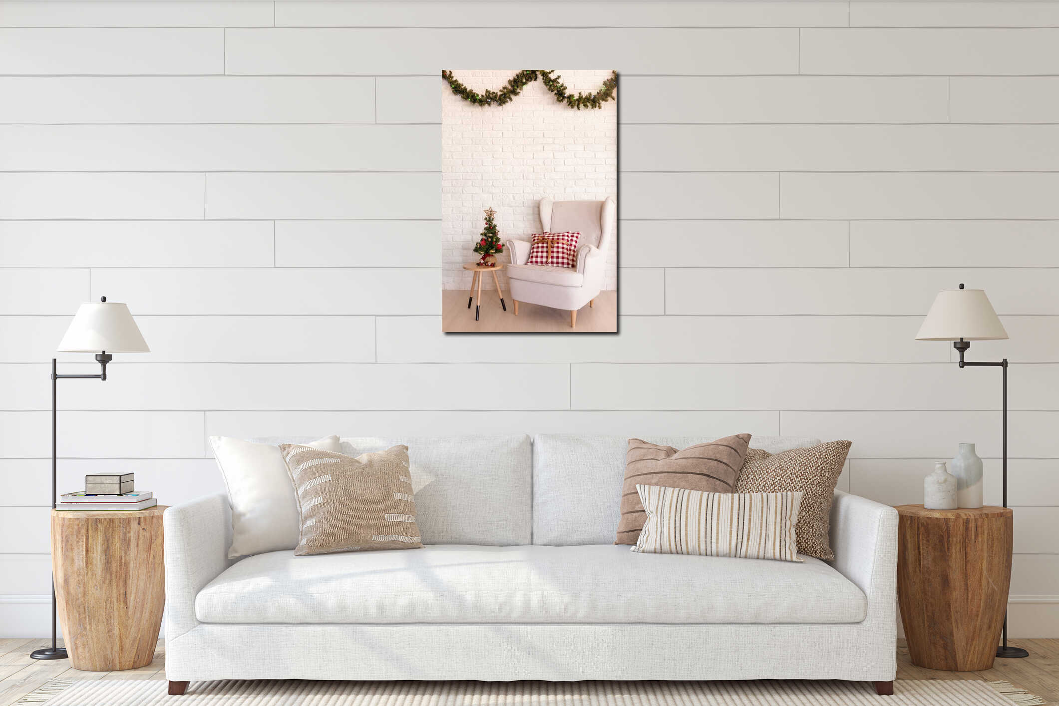 Canvas hanging interior mockup