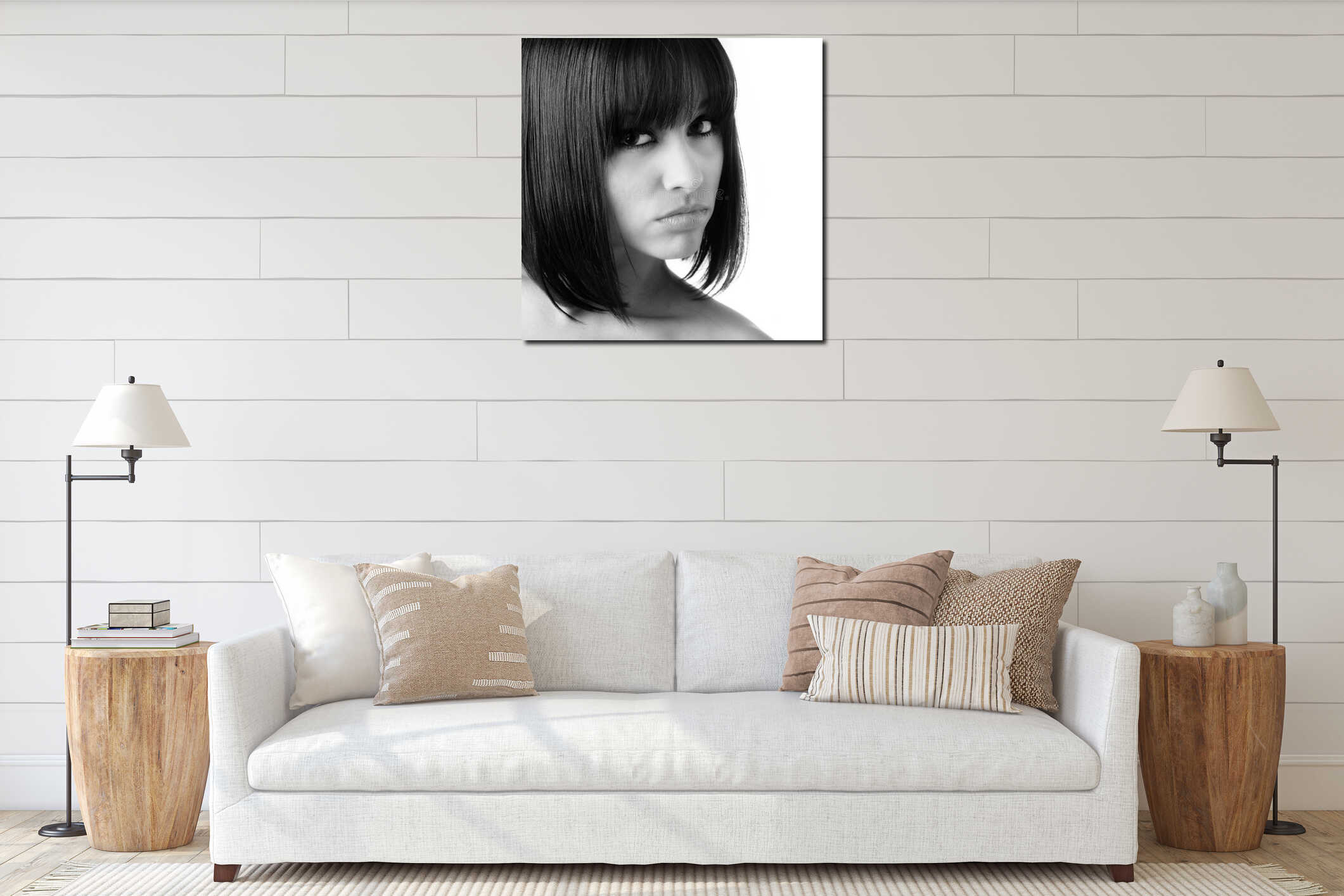 Canvas hanging interior mockup