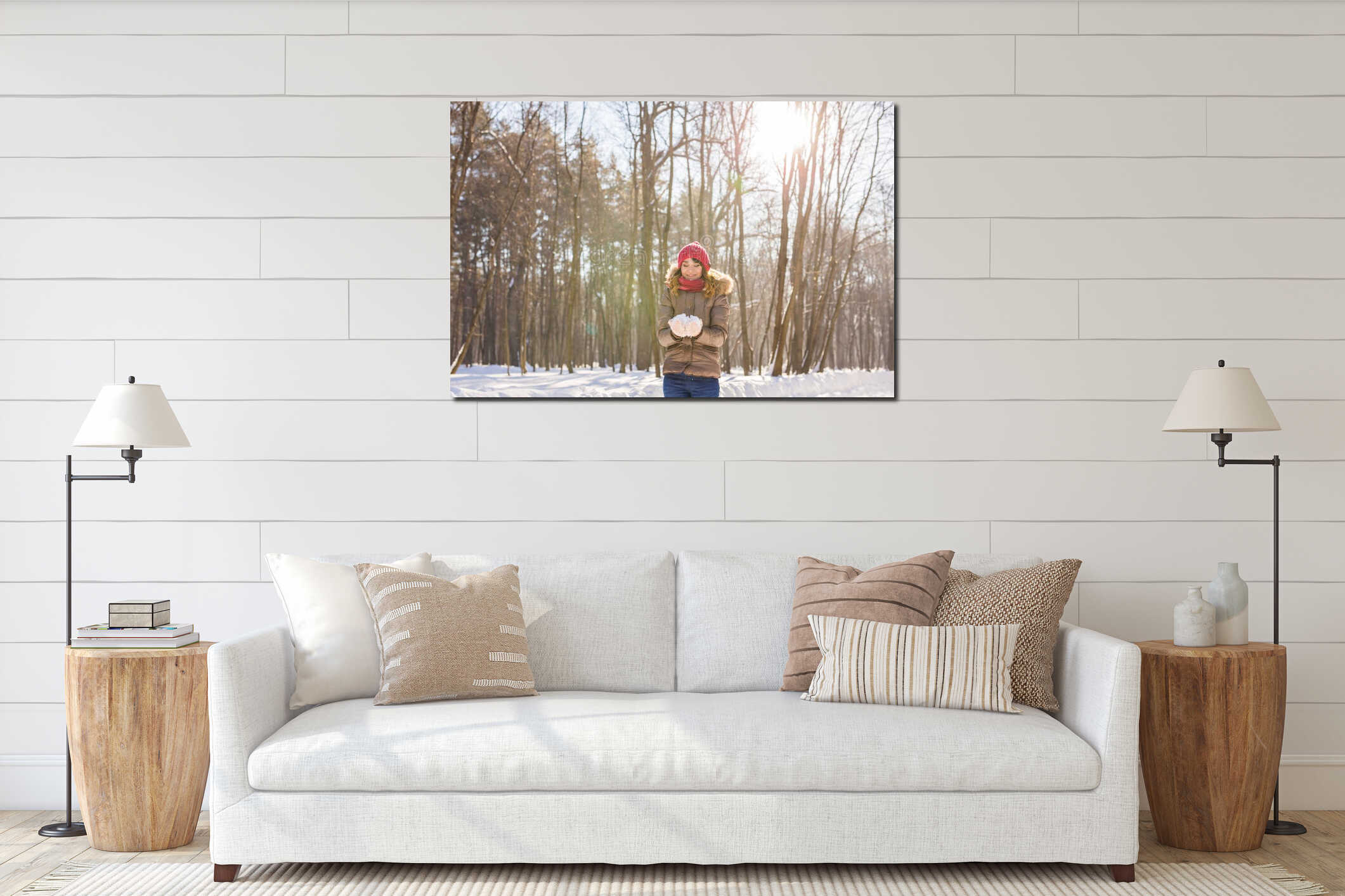 Canvas hanging interior mockup
