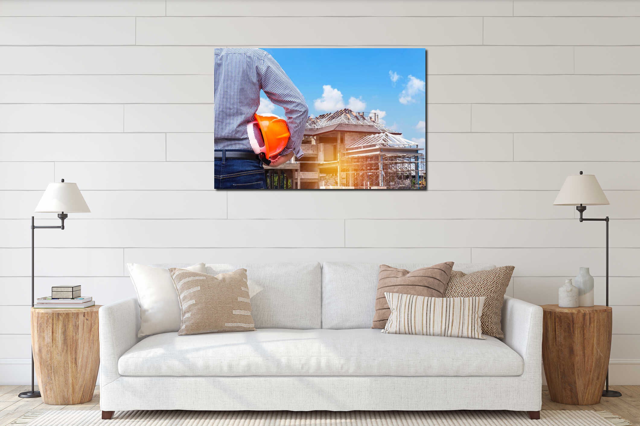 Canvas hanging interior mockup
