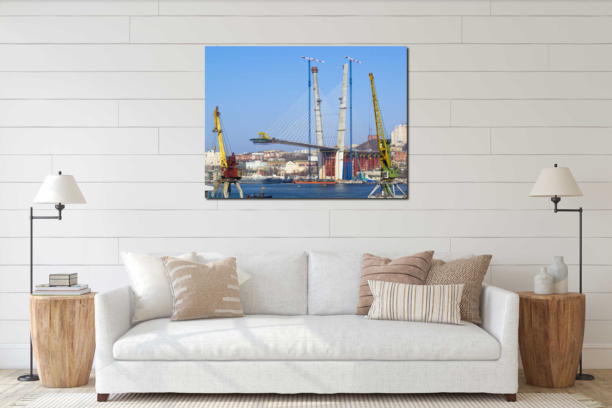 Canvas hanging interior mockup