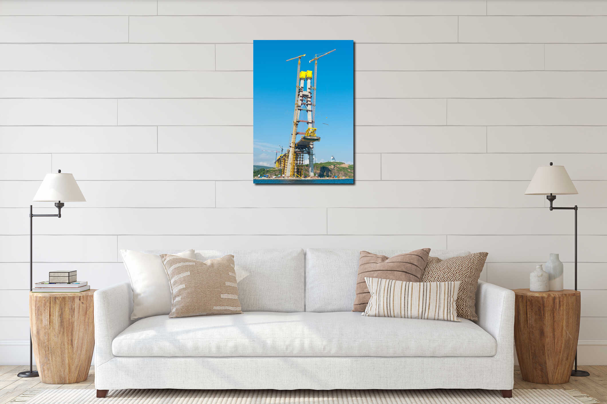 Canvas hanging interior mockup