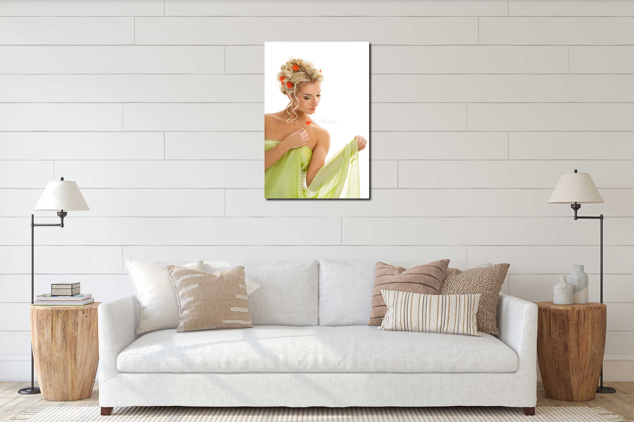 Canvas hanging interior mockup