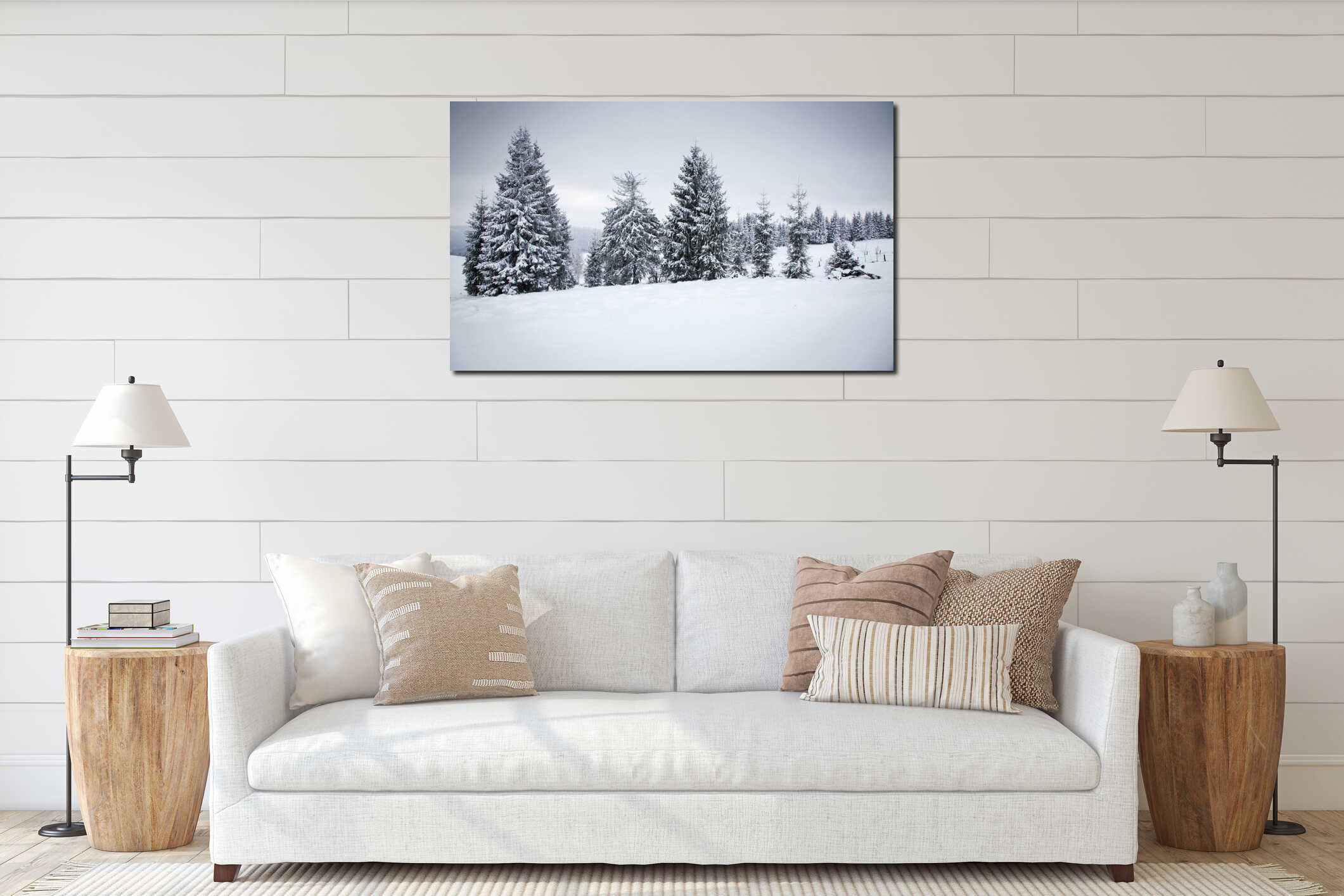 Canvas hanging interior mockup