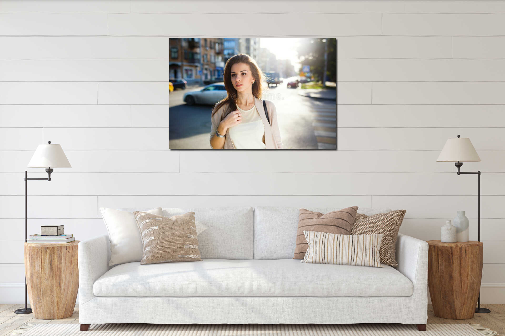 Canvas hanging interior mockup