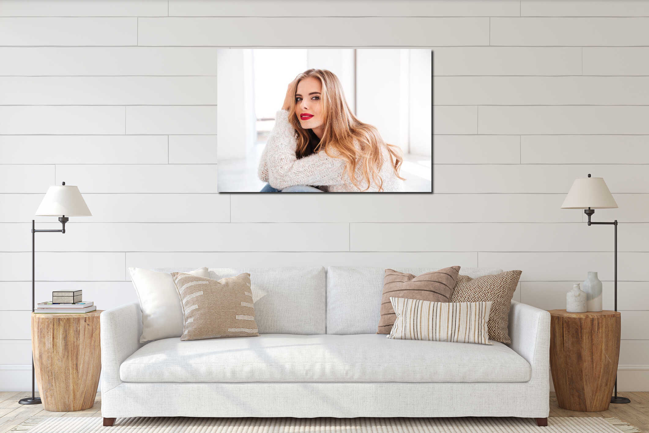 Canvas hanging interior mockup